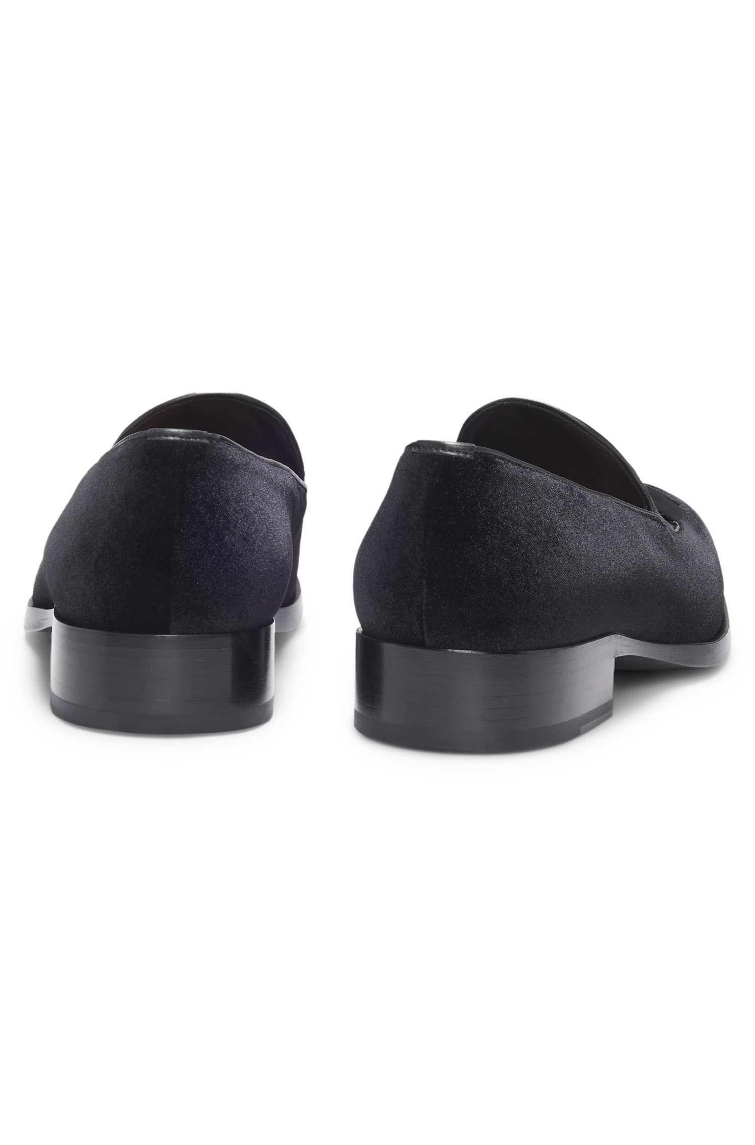 BOSS - Giày loafer velvet viền trang trí tua rua