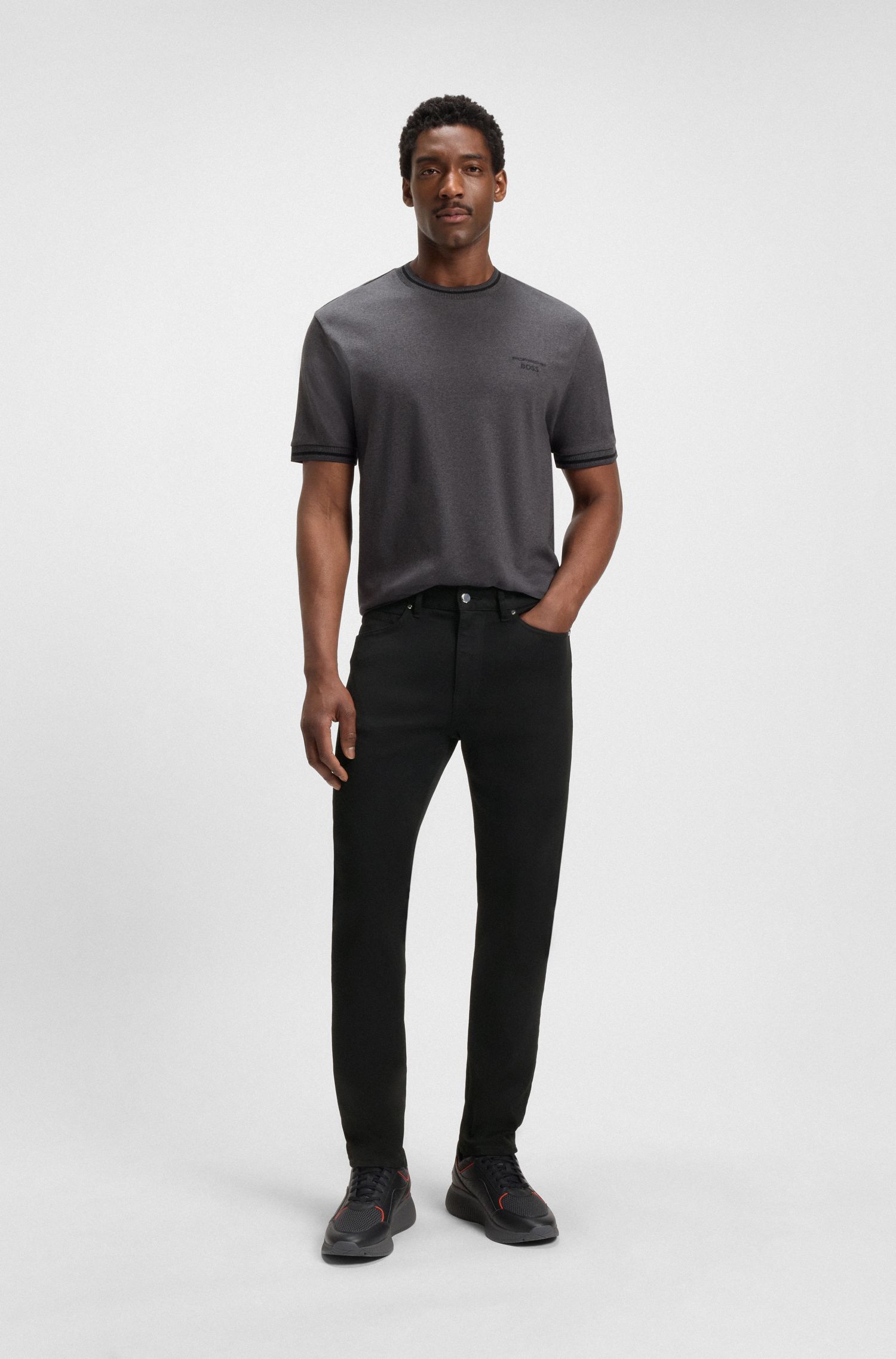 BOSS - Quần jeans dáng tapered Porsche x BOSS vải denim đen co giãn