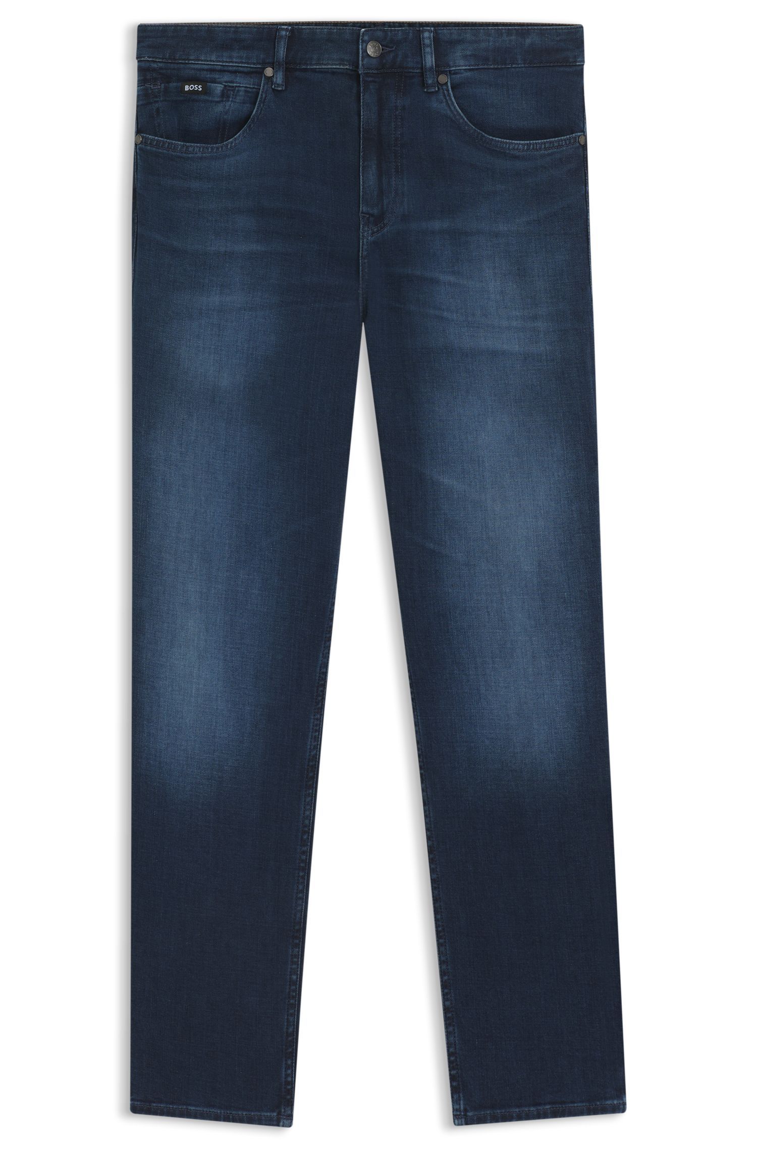 BOSS - Quần jeans Maine dáng regular fit bằng denim xanh mềm mại