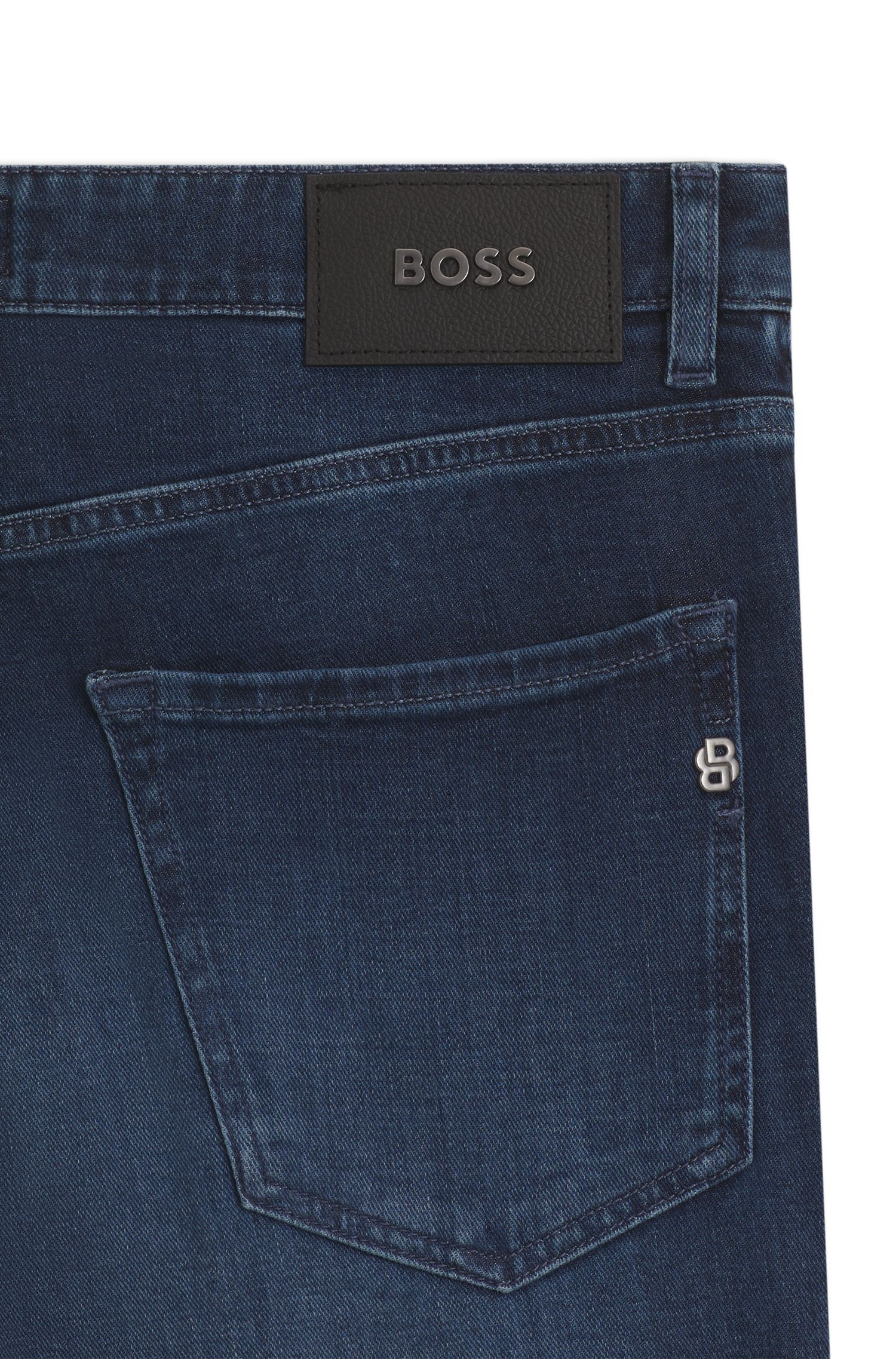 BOSS - Quần jeans Maine dáng regular fit bằng denim xanh mềm mại