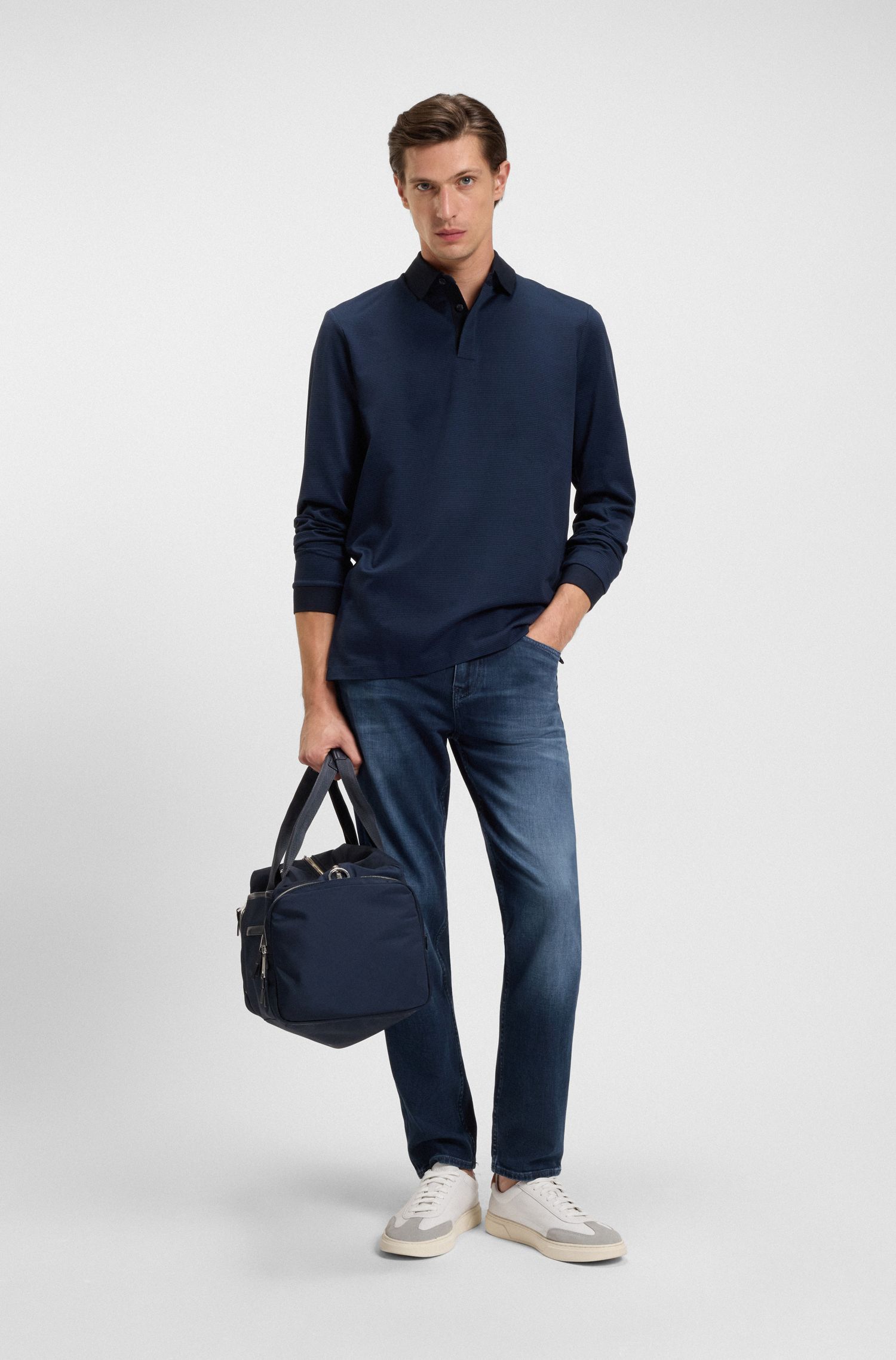 BOSS - Quần jeans Maine dáng regular fit bằng denim xanh mềm mại