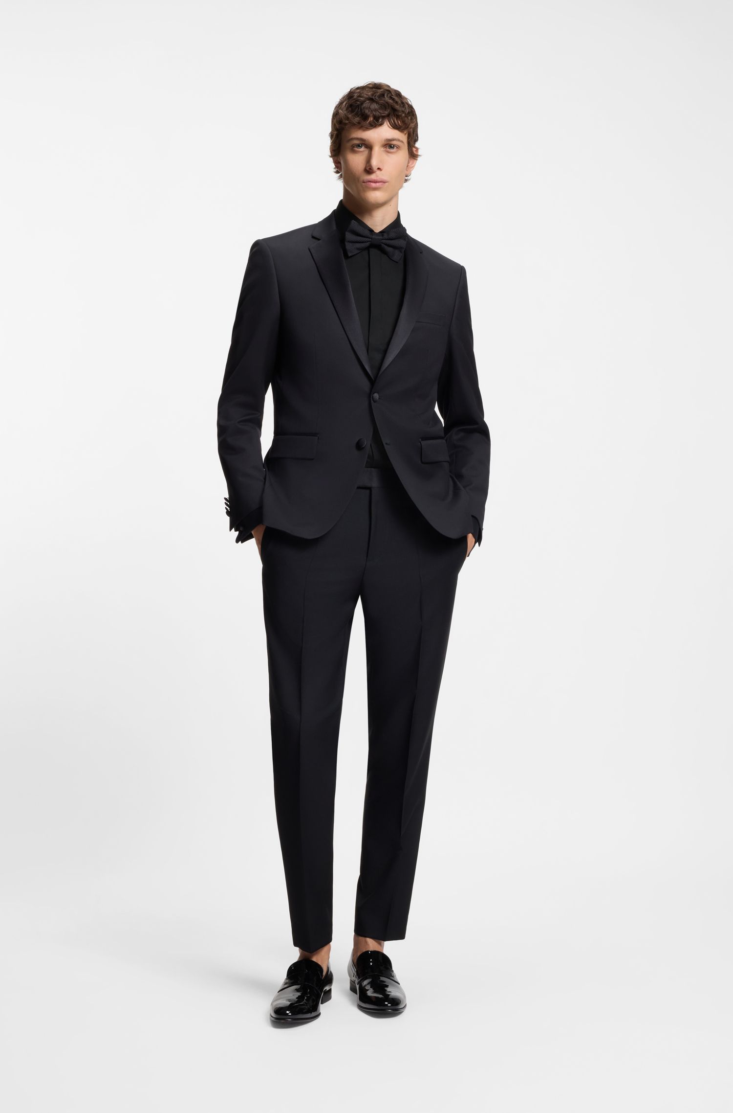 BOSS - Áo sơ mi dáng slim fit vải cotton Oxford chống nhăn