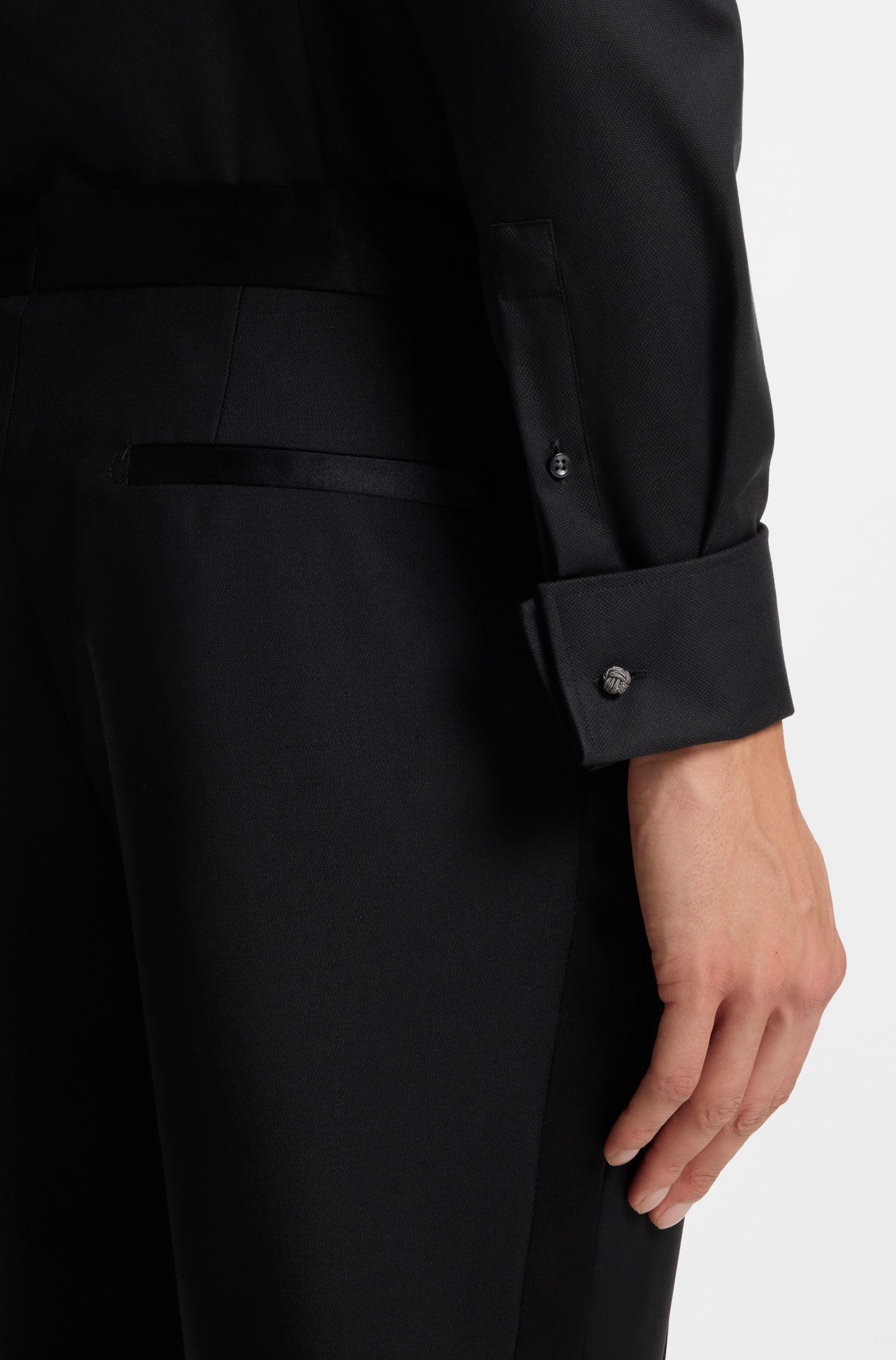 BOSS - Áo sơ mi dáng slim fit vải cotton Oxford chống nhăn