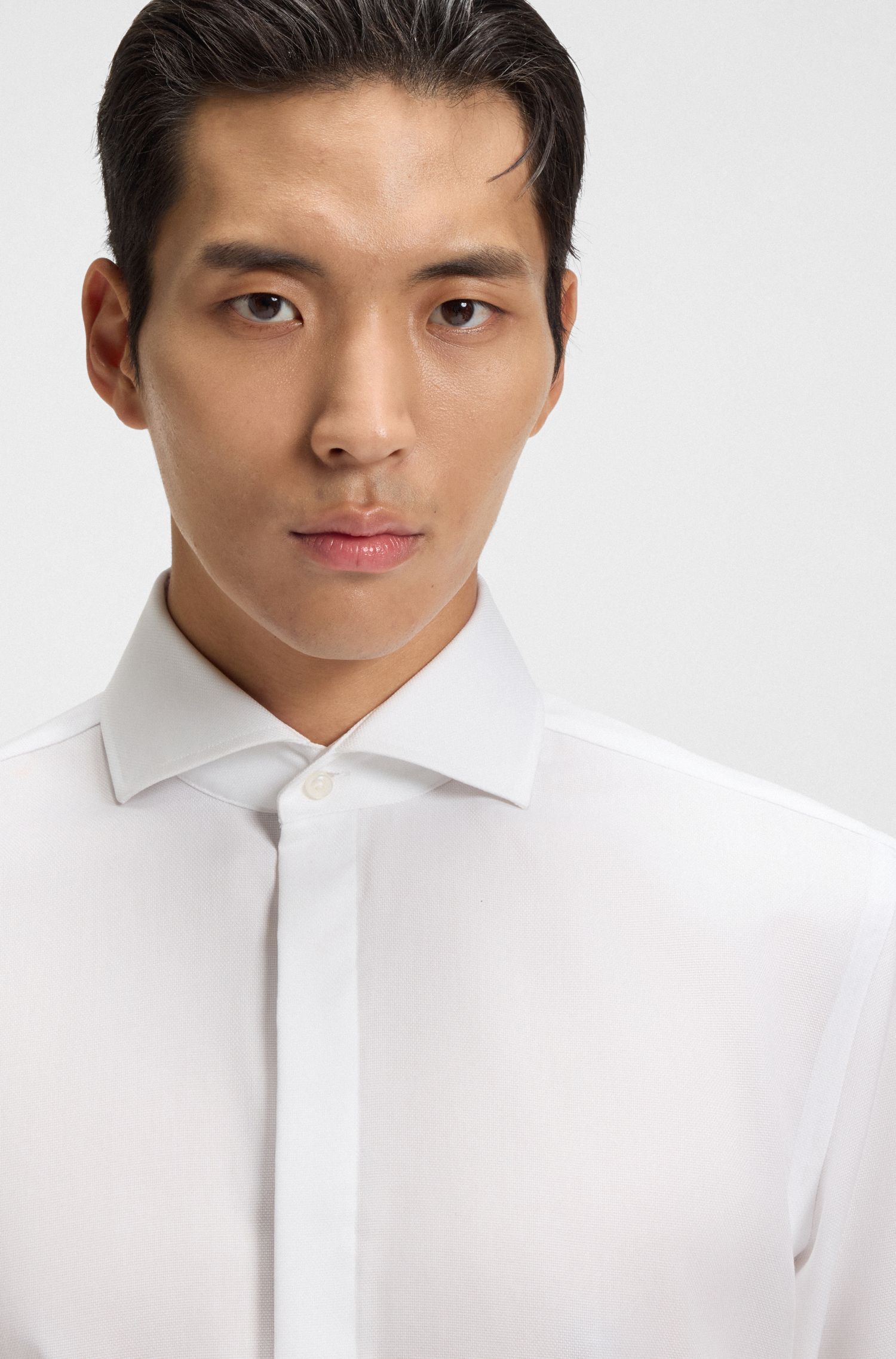 BOSS - Áo sơ mi dáng slim fit vải cotton Oxford chống nhăn