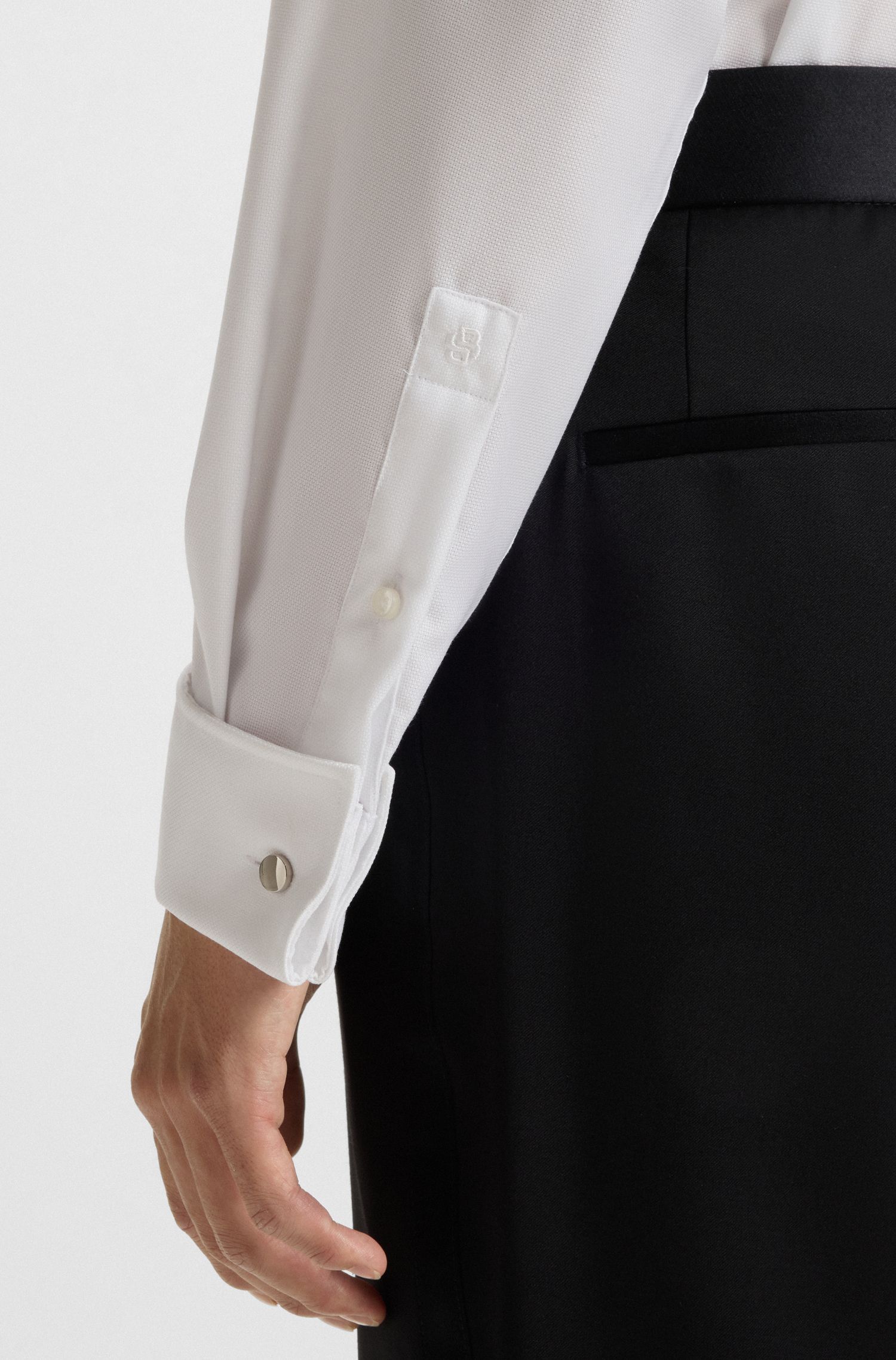 BOSS - Áo sơ mi dáng slim fit vải cotton Oxford chống nhăn