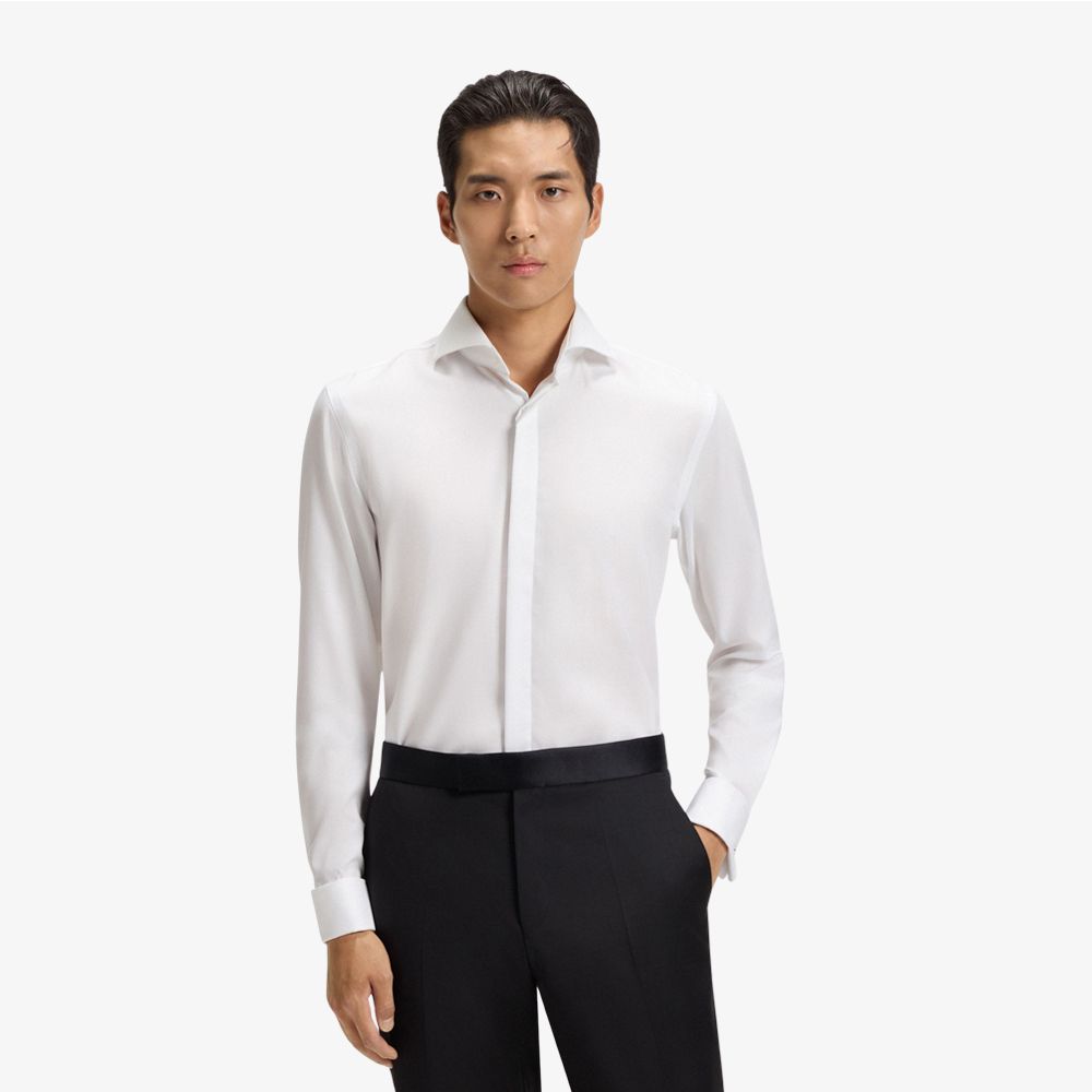 BOSS - Áo sơ mi dáng slim fit vải cotton Oxford chống nhăn