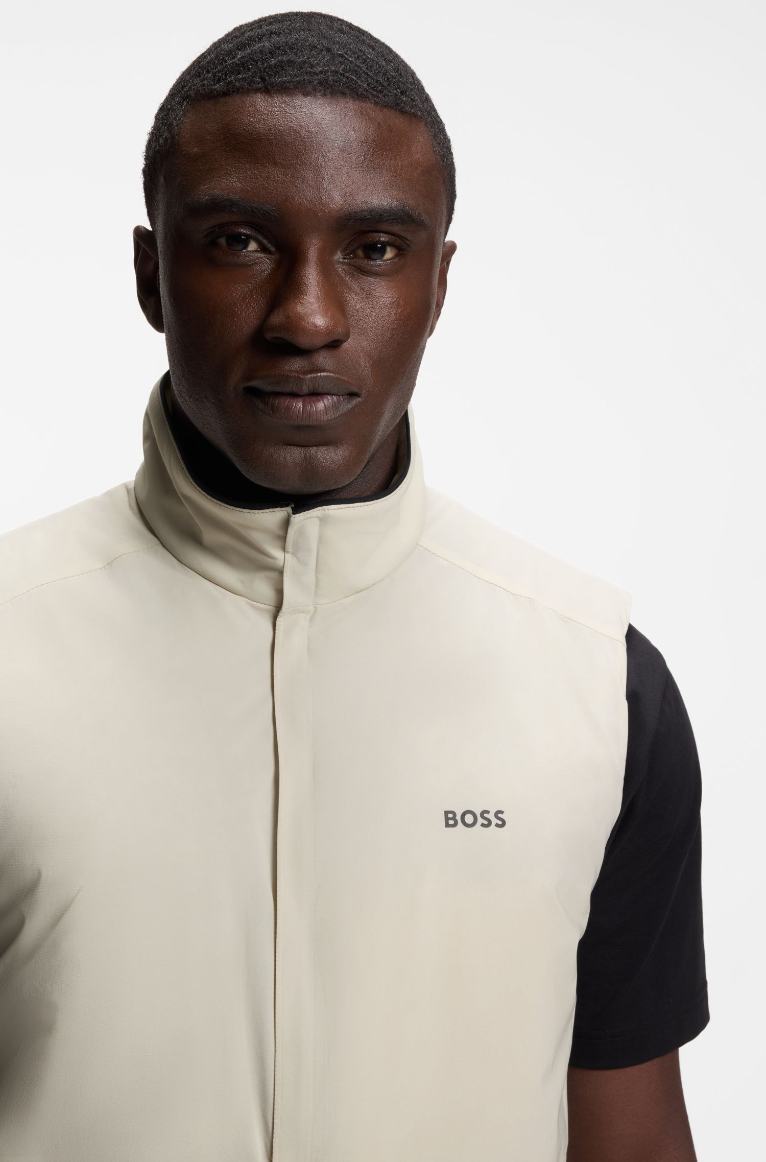 BOSS - Áo glie vải chống thấm nước có in logo