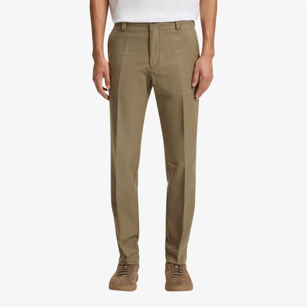 BOSS - Quần tây dáng straight-fit vải cotton pha twill