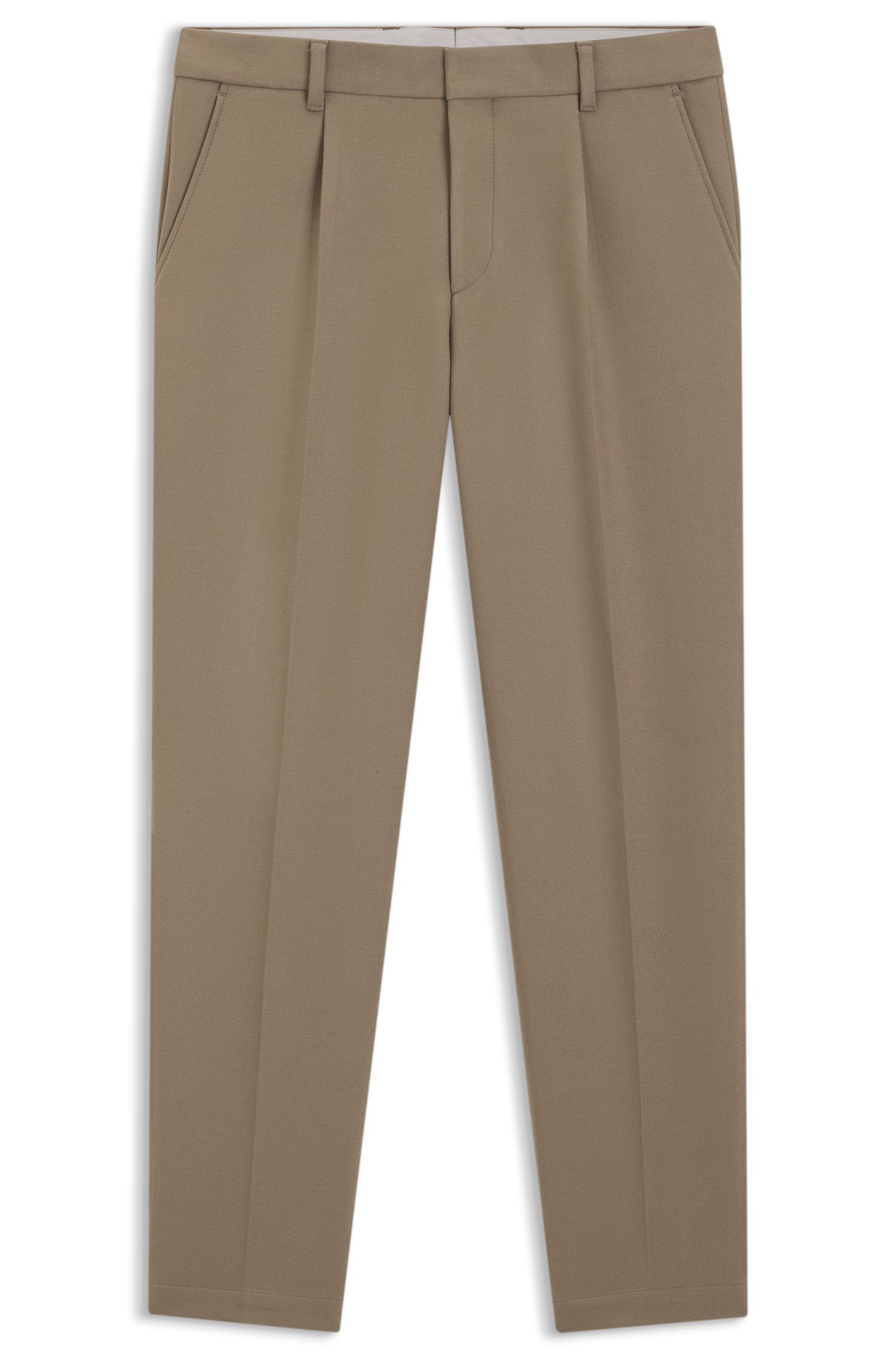 BOSS - Quần âu dáng tapered fit vải co giãn