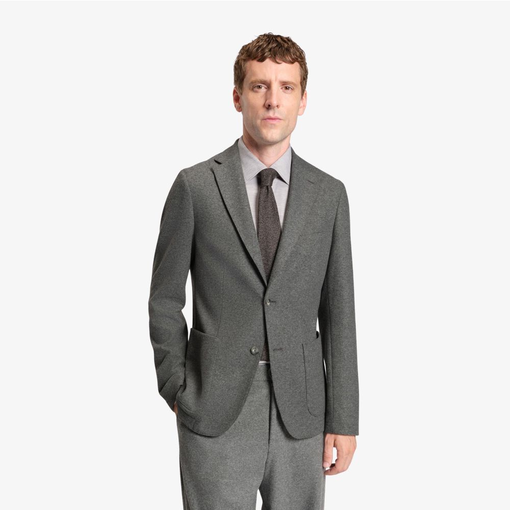 BOSS - Áo khoác dáng slim fit vải flannel co giãn chải mịn
