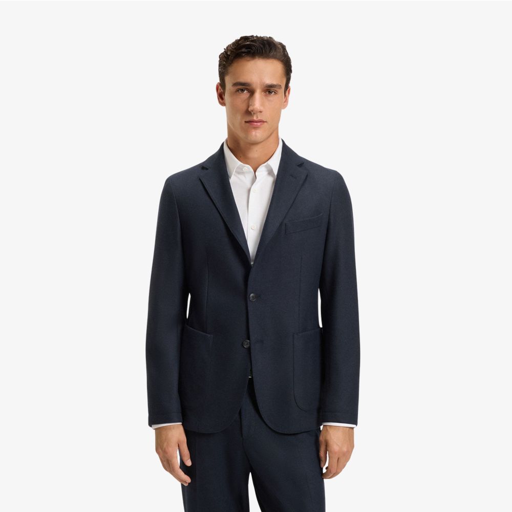 BOSS - Áo khoác dáng slim fit vải flannel co giãn chải mịn