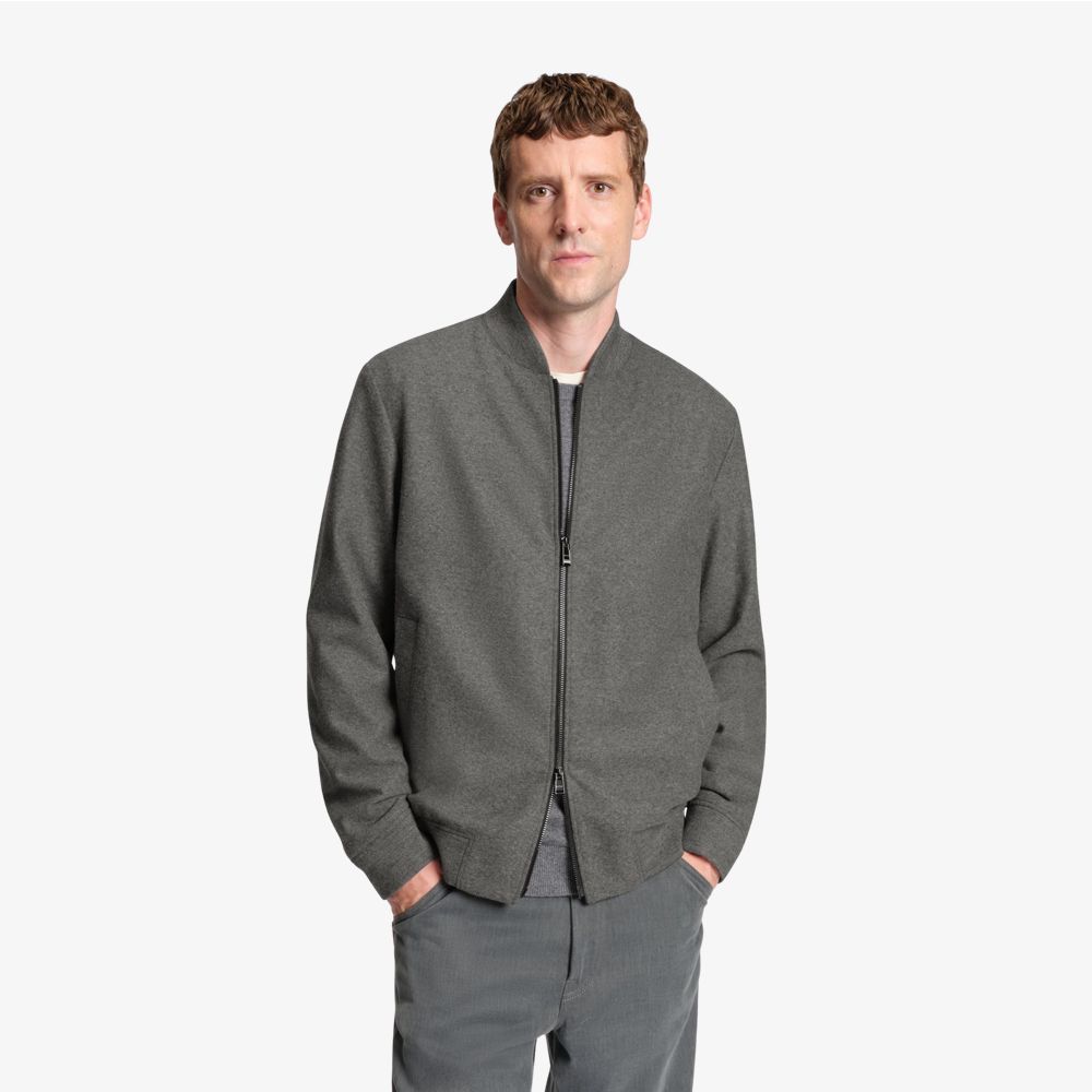 BOSS - Áo blazer dáng slim-fit vải flannel chải co giãn