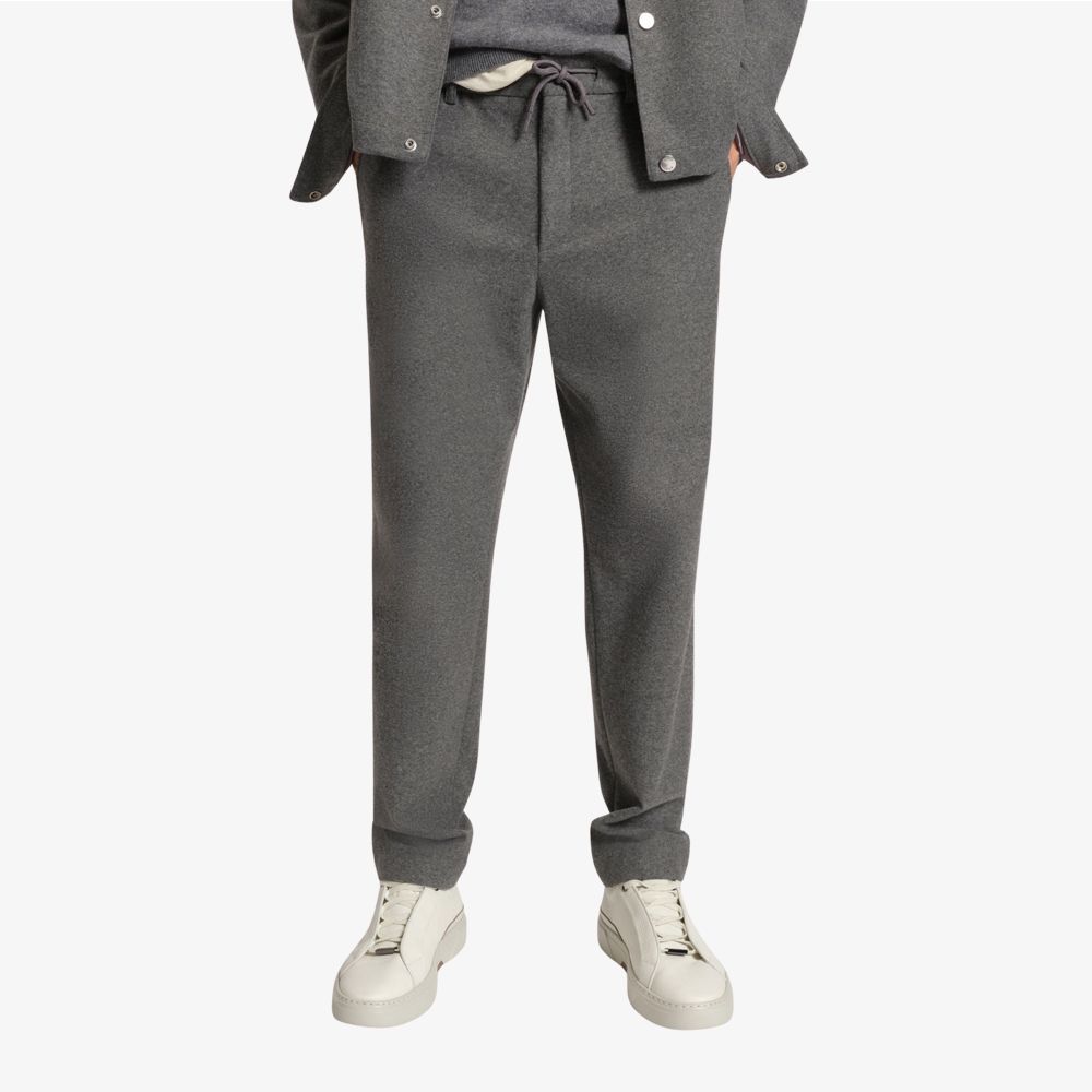 BOSS - Quần âu dáng tapered fit vải flannel co giãn chải mịn
