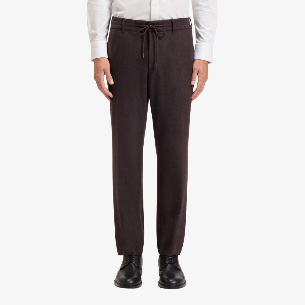 BOSS - Quần âu dáng tapered fit vải flannel co giãn chải mịn