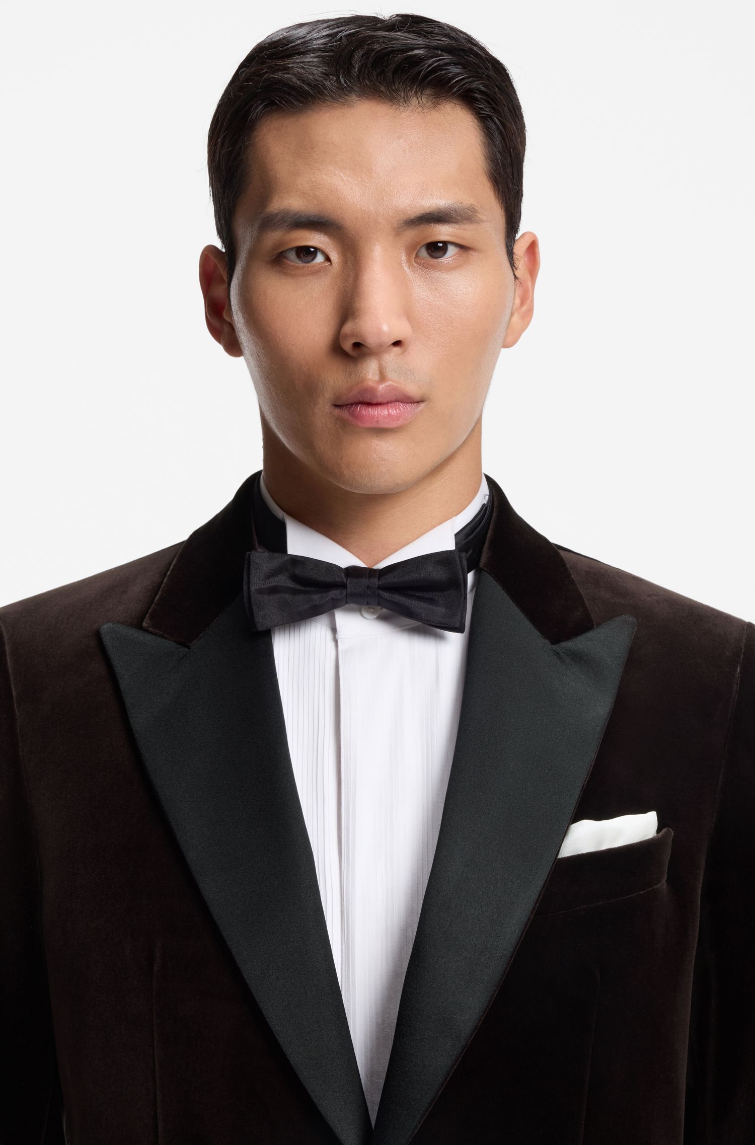 BOSS - Áo khoác tuxedo dáng slim fit vải nhung cotton