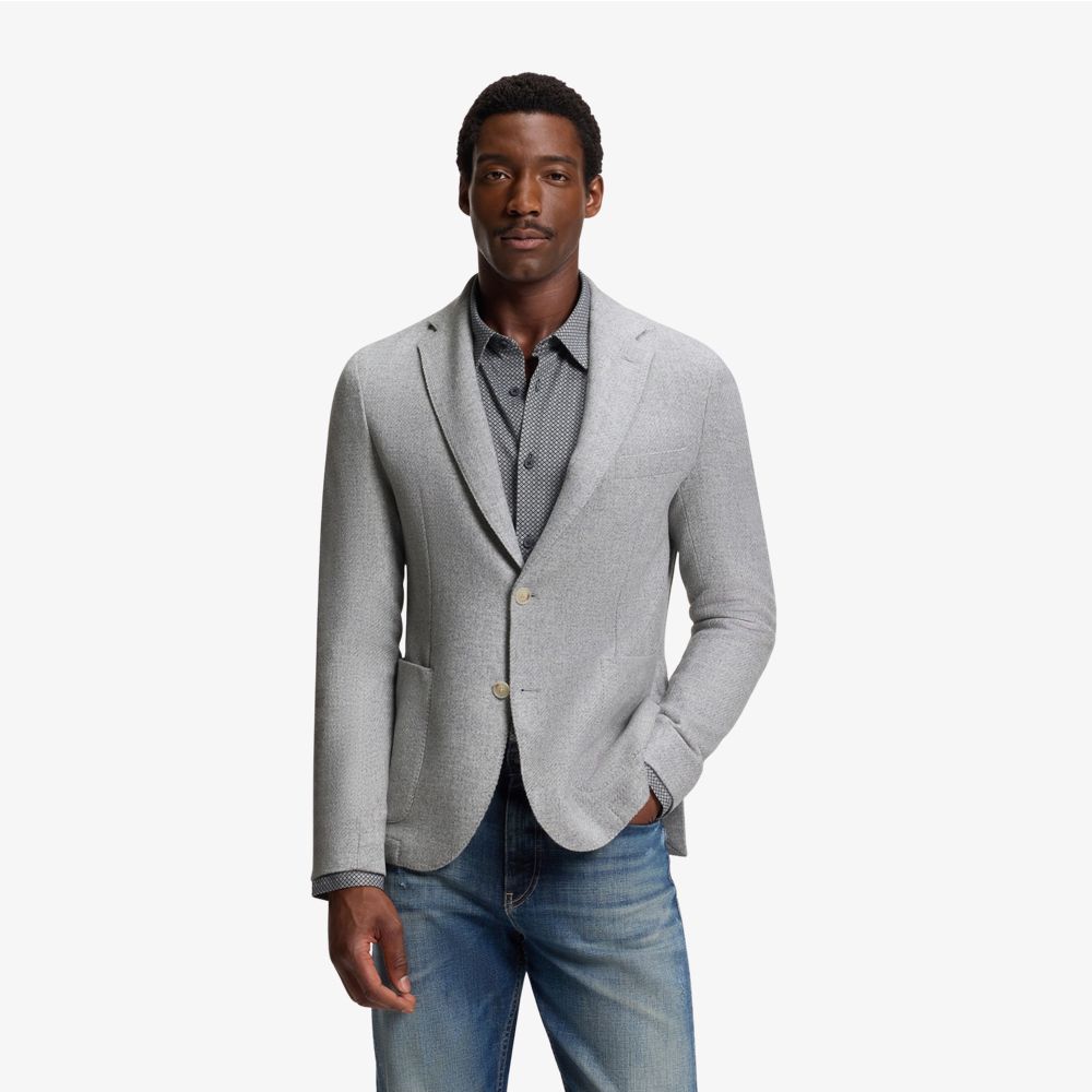 BOSS - Áo blazer micro-pattern vải len pha