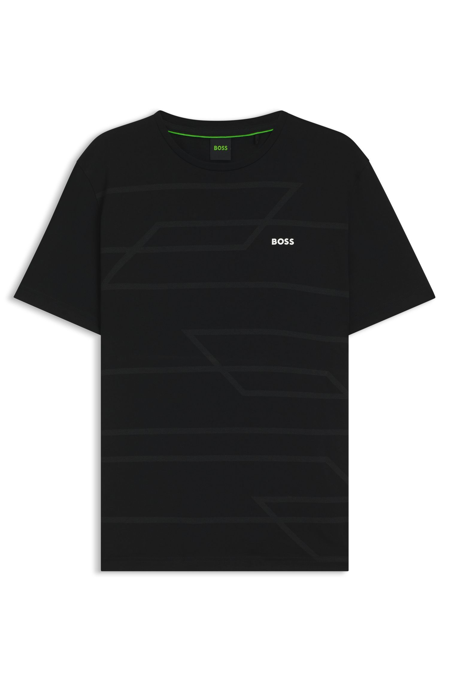 BOSS - Áo thun cotton jersey in melange