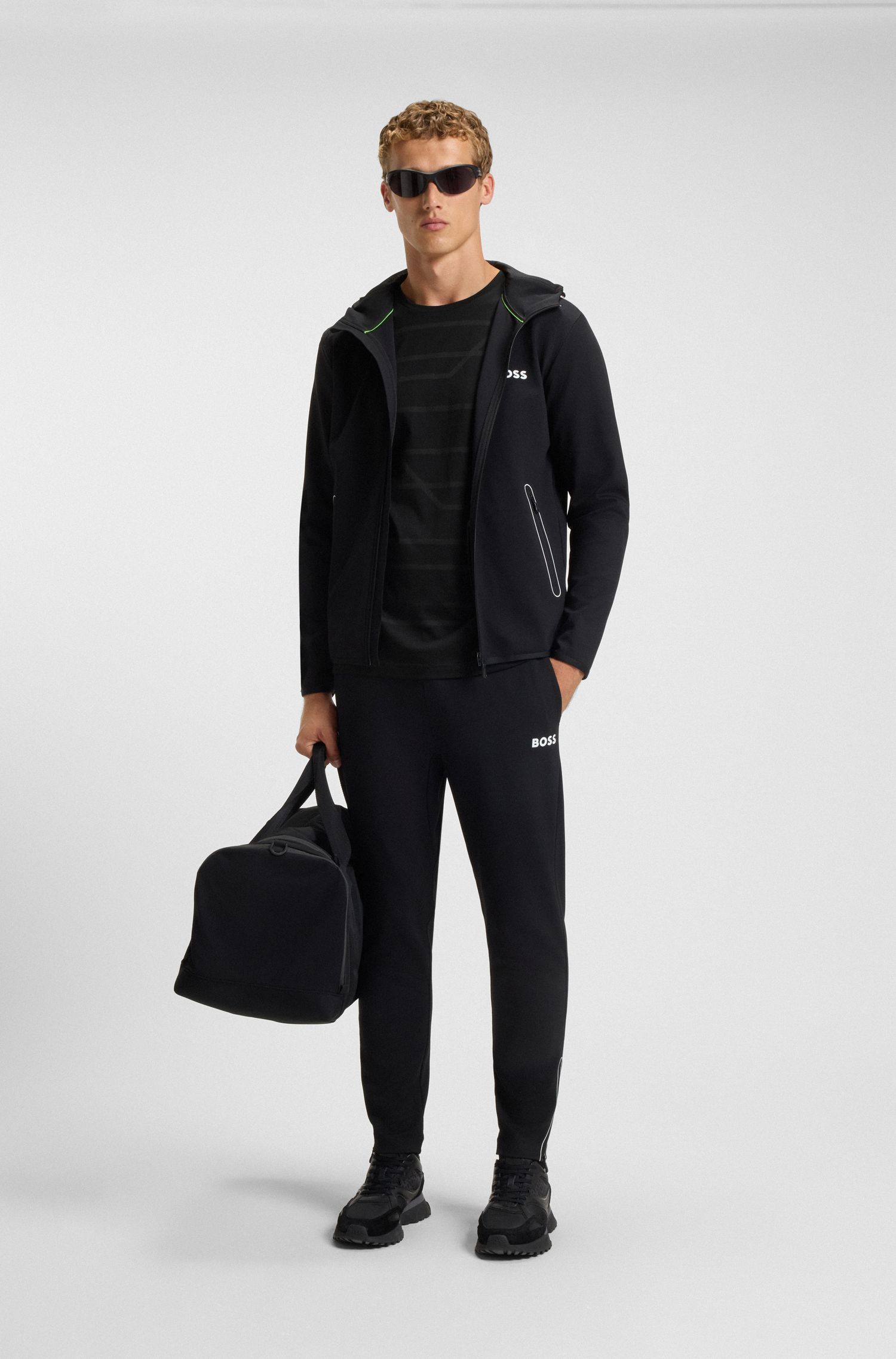 BOSS - Áo thun cotton jersey in melange