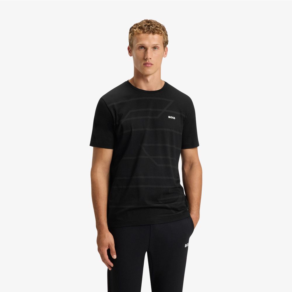 BOSS - Áo thun cotton jersey in melange