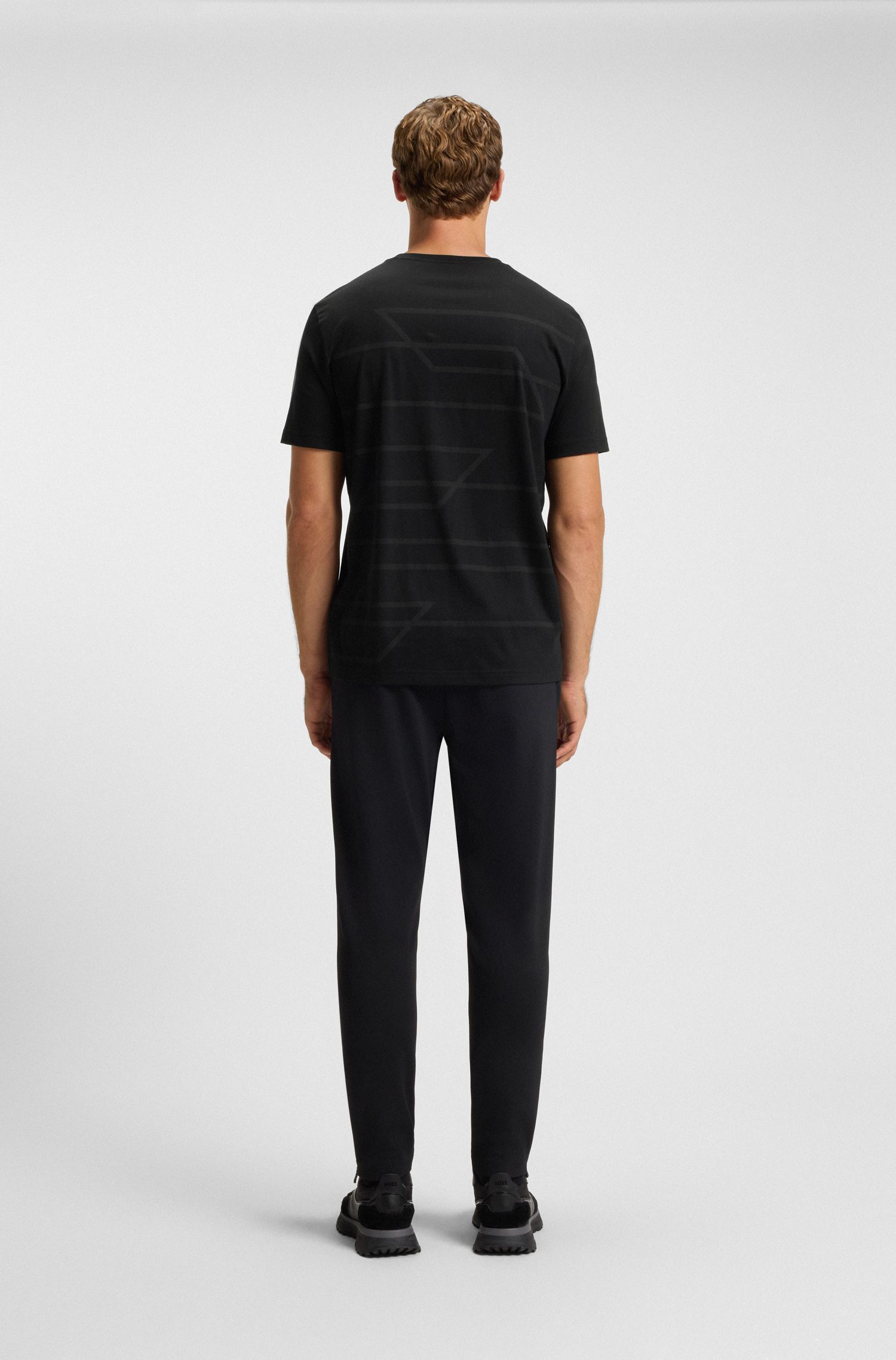 BOSS - Áo thun cotton jersey in melange
