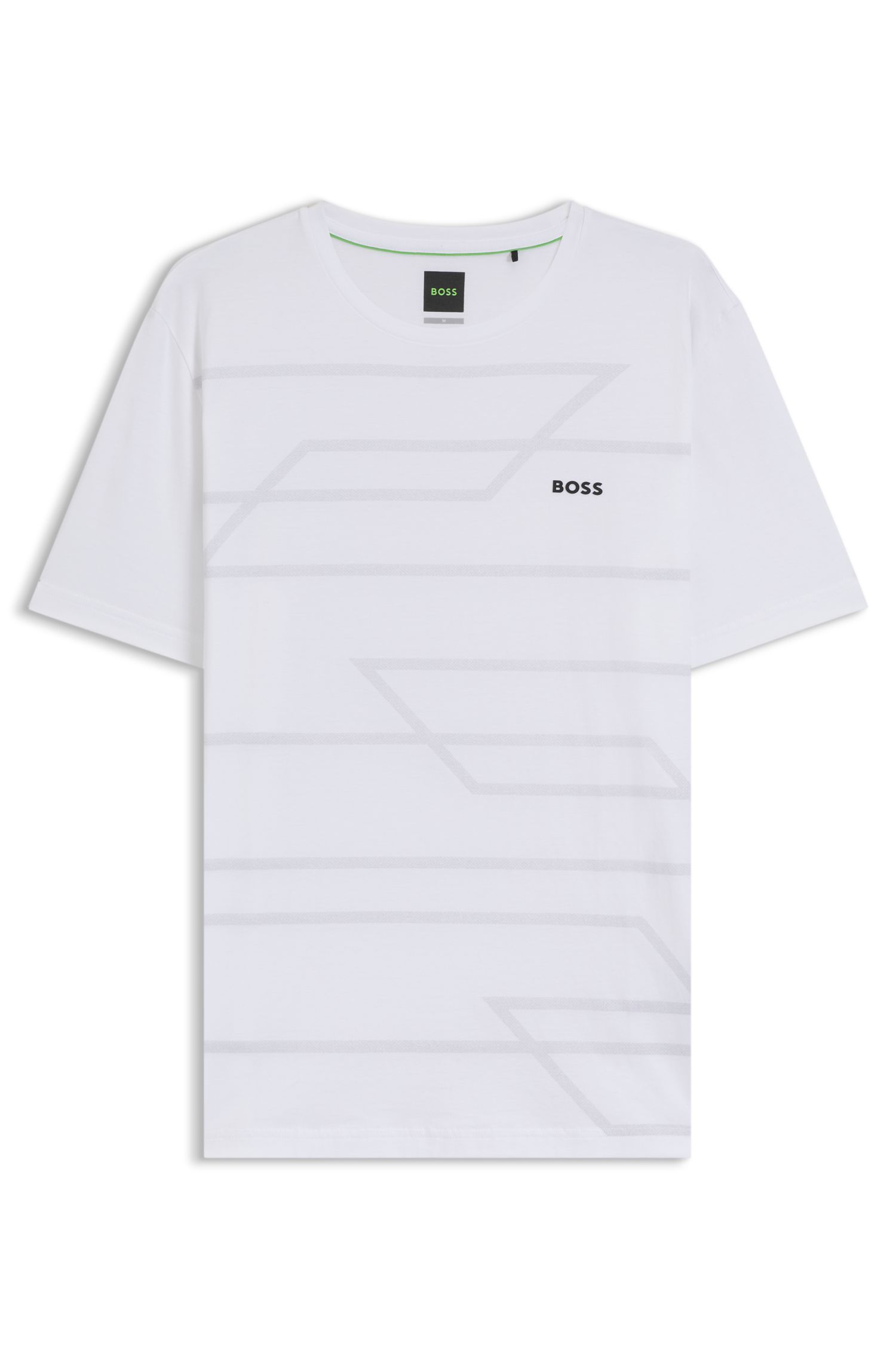 BOSS - Áo thun cotton jersey in melange
