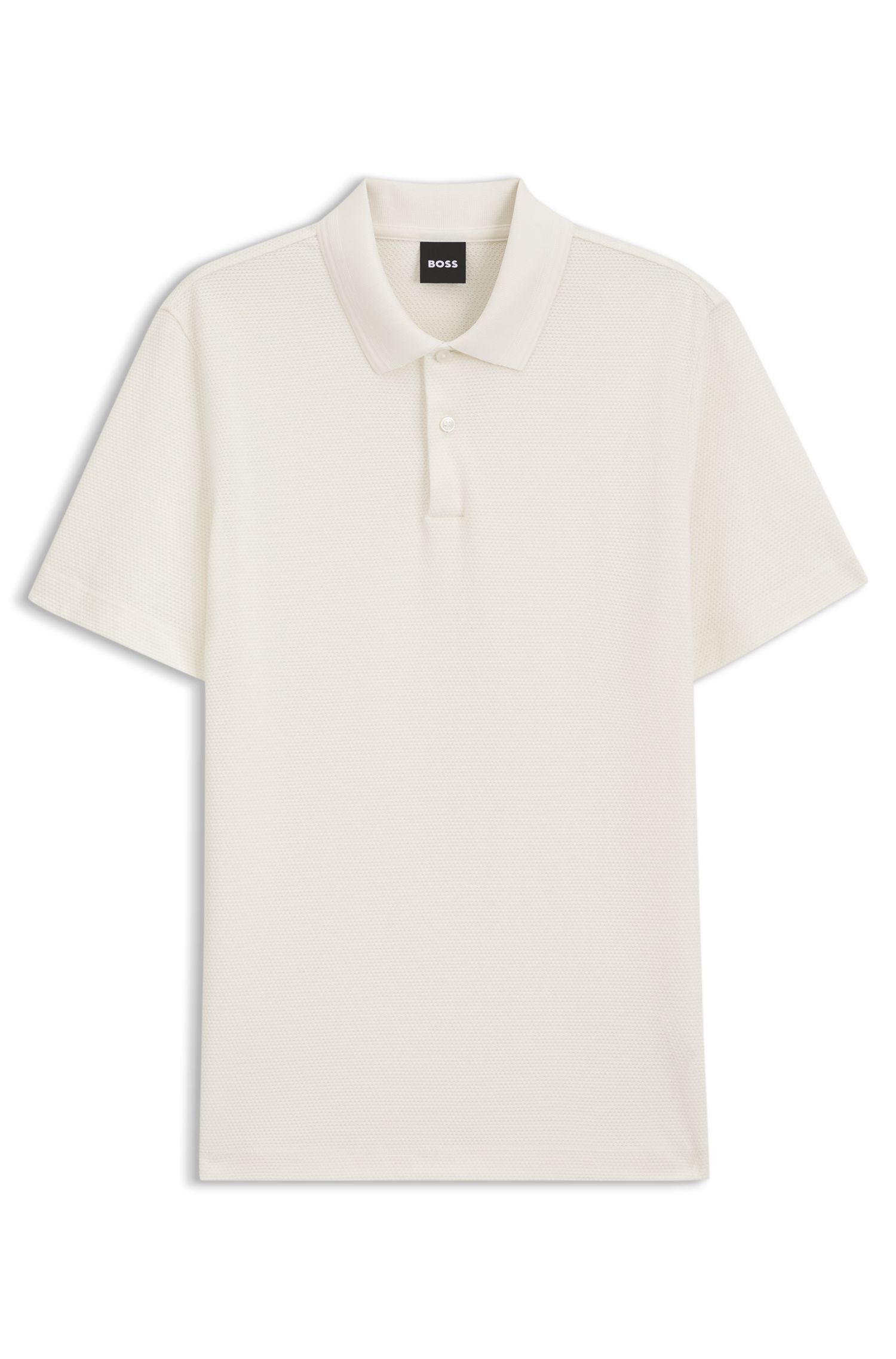 BOSS - Áo polo pha cotton với họa tiết jacquard xếp lớp tạo hiệu ứng bong bóng