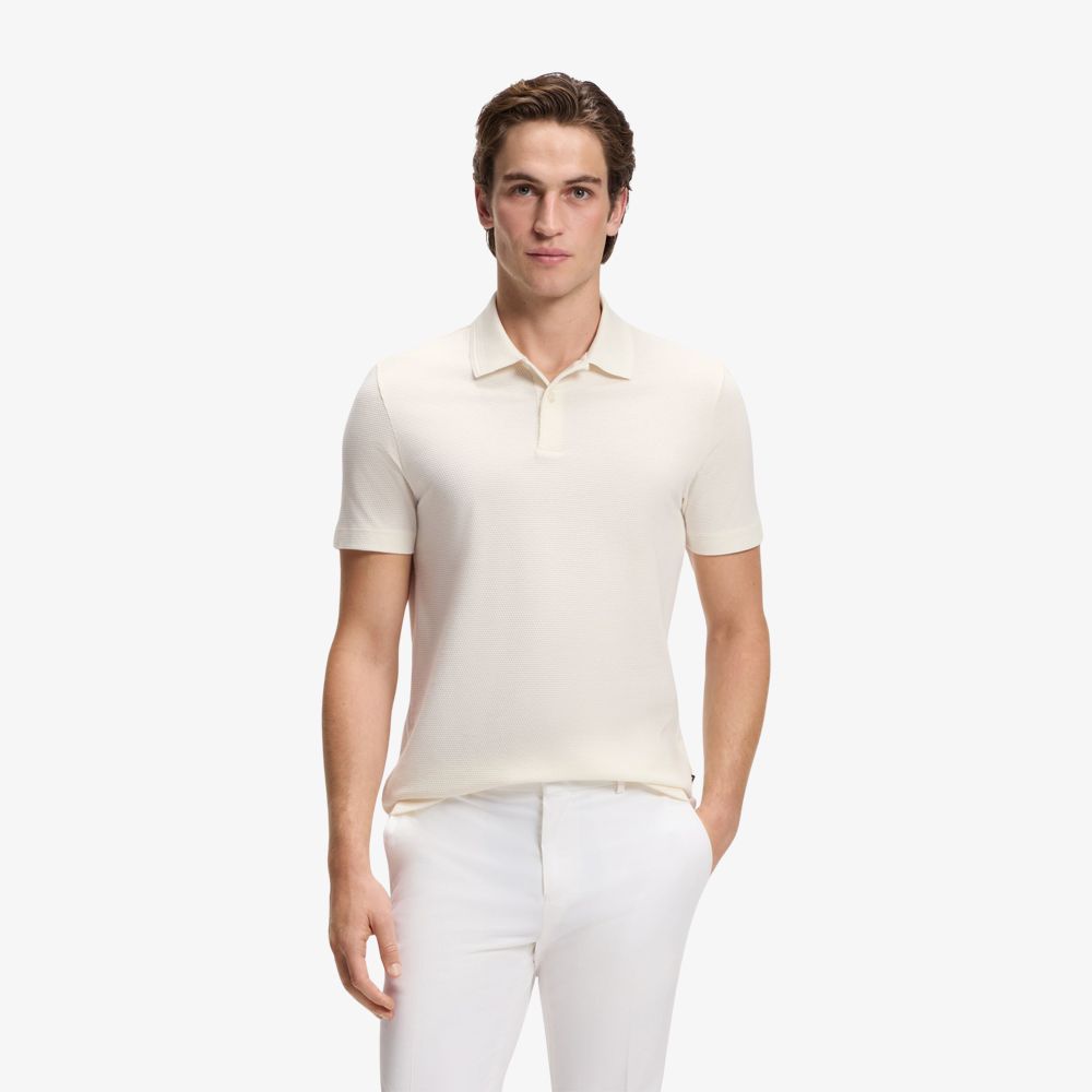 BOSS - Áo polo pha cotton với họa tiết jacquard xếp lớp tạo hiệu ứng bong bóng
