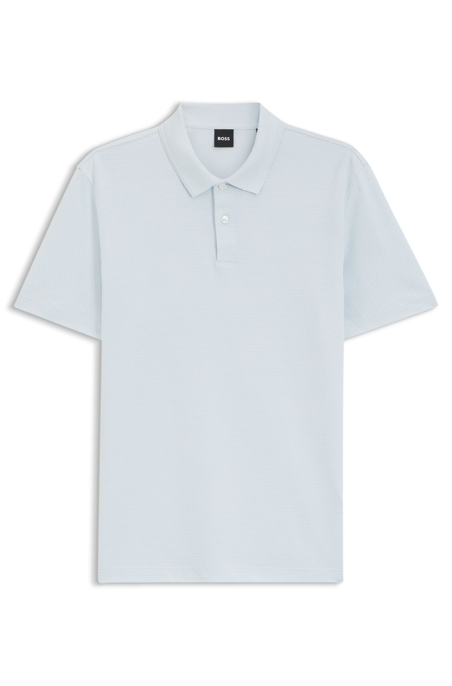 BOSS - Áo polo pha cotton với họa tiết jacquard xếp lớp tạo hiệu ứng bong bóng