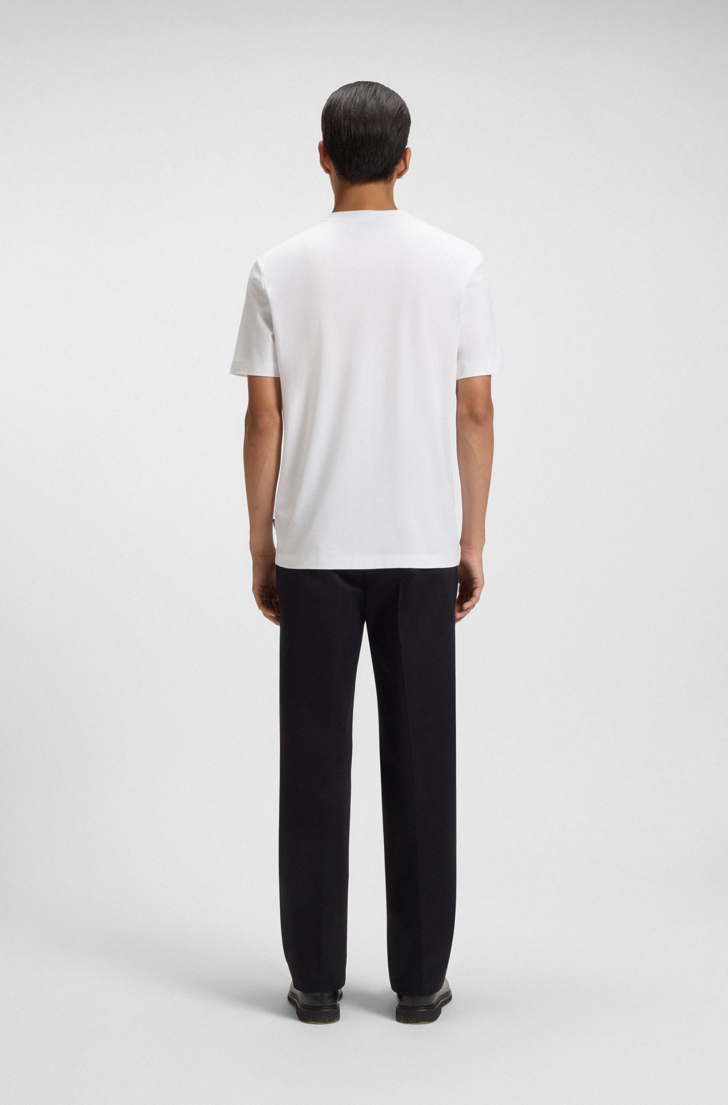 BOSS - Áo thun cotton mercerised in logo nghệ thuật