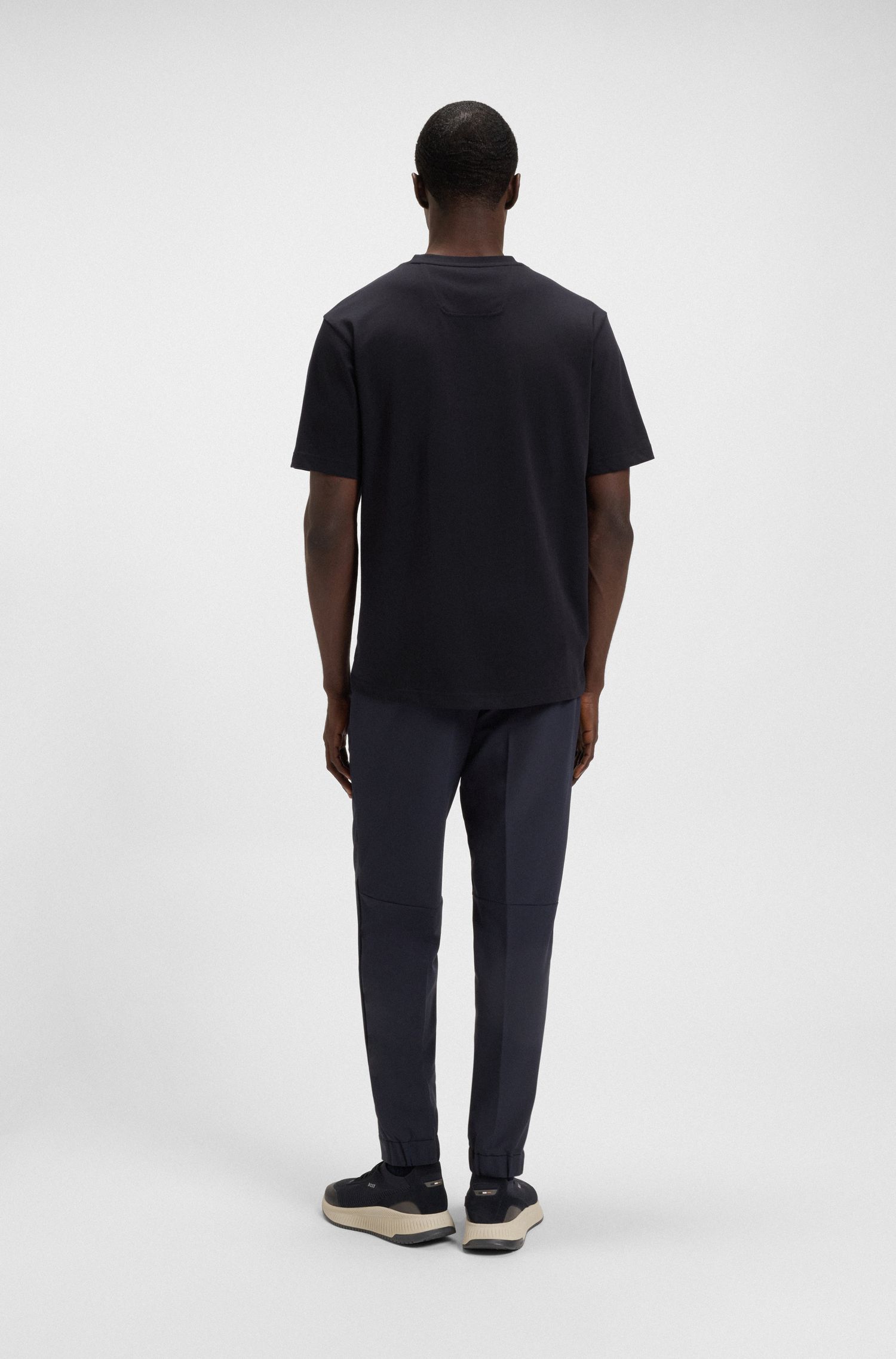 BOSS - Áo thun dáng relaxed fit vải cotton jersey in họa tiết