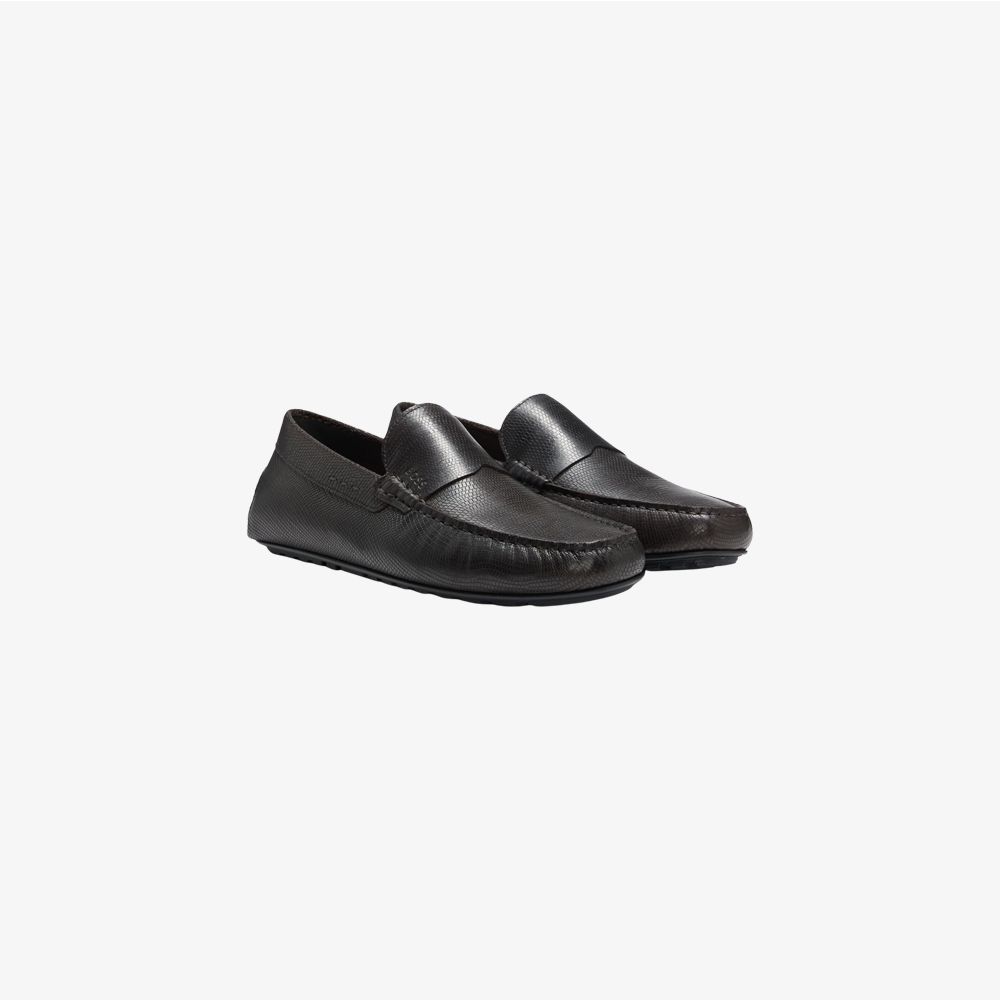 BOSS - Giày moccasins da in họa tiết với đế driver