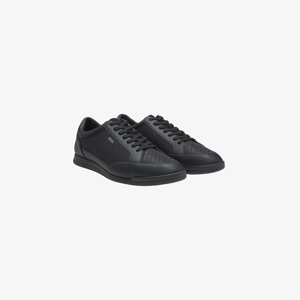 BOSS - Giày thể thao viền da họa tiết monogram jacquard