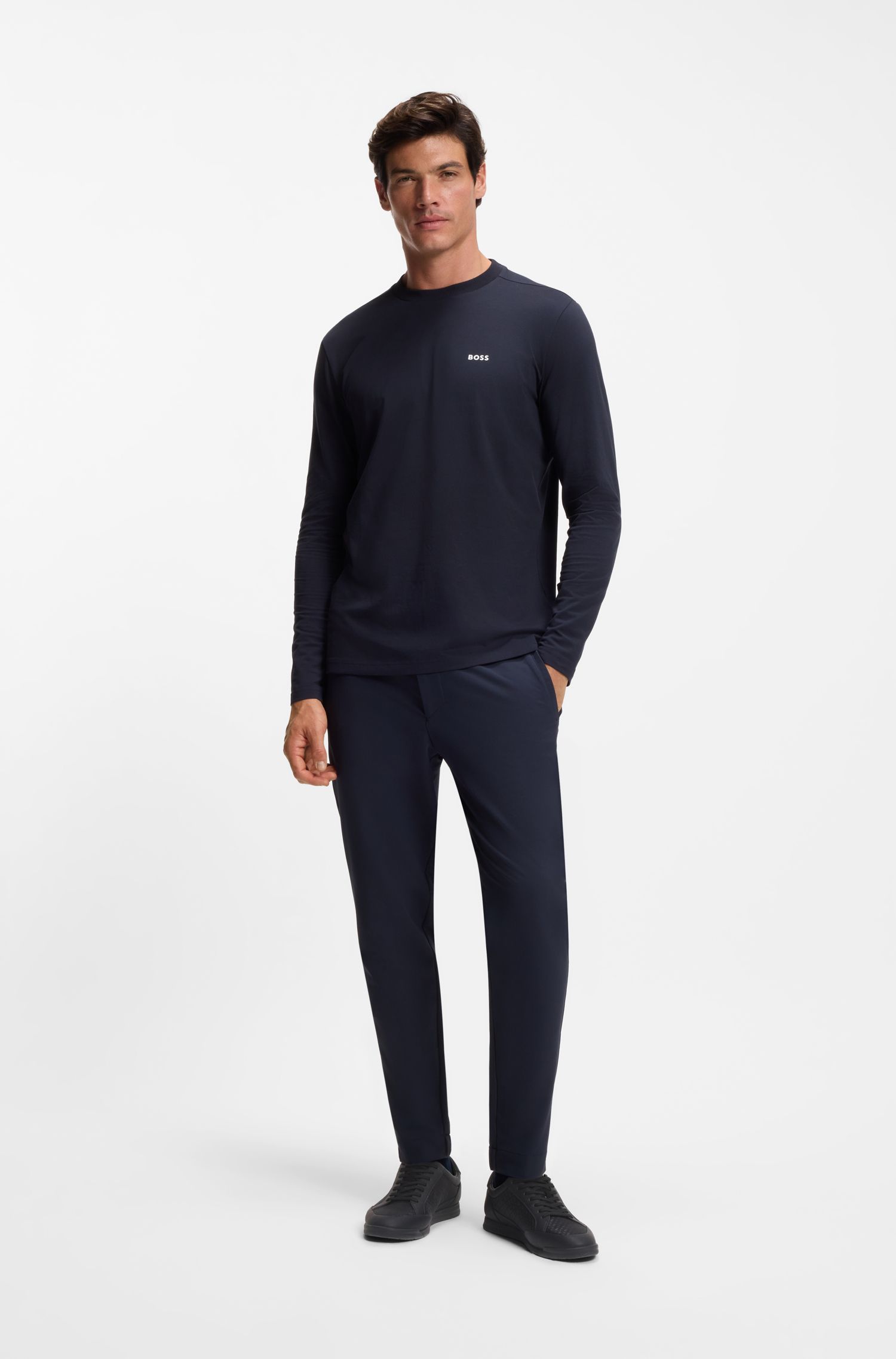 BOSS - Giày thể thao viền da họa tiết monogram jacquard