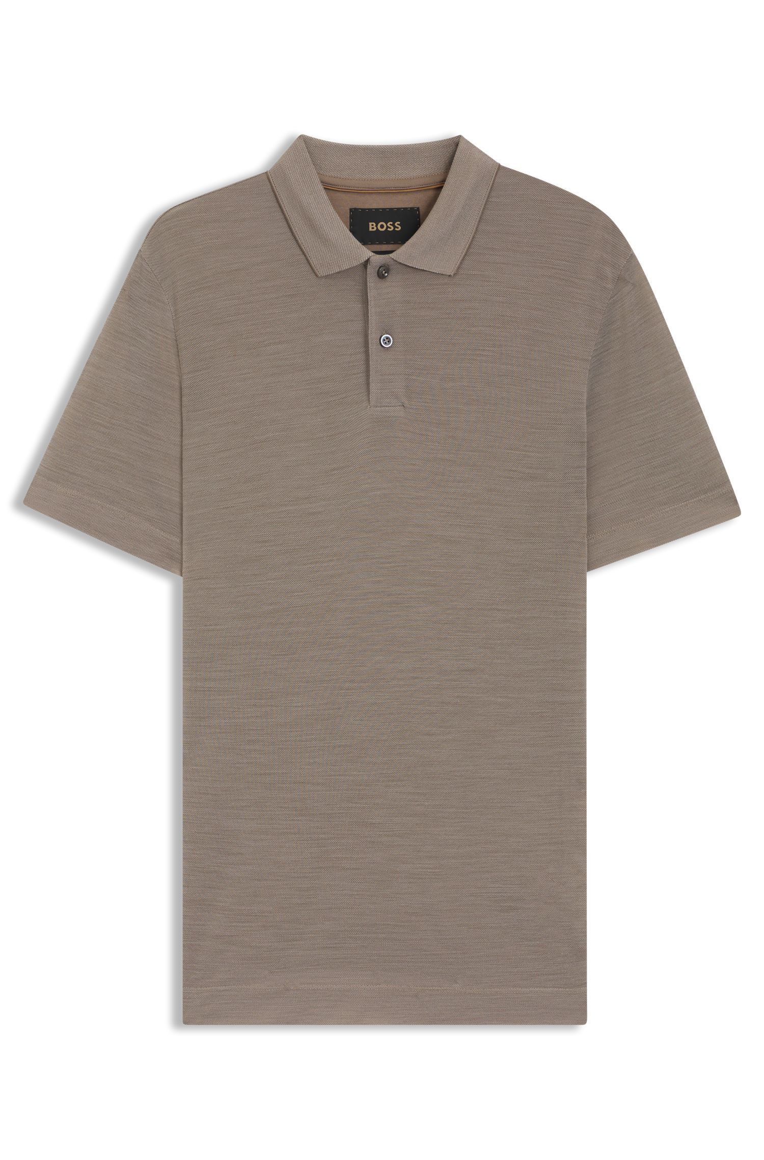 BOSS - Áo polo lụa pha len với nút xà cừ