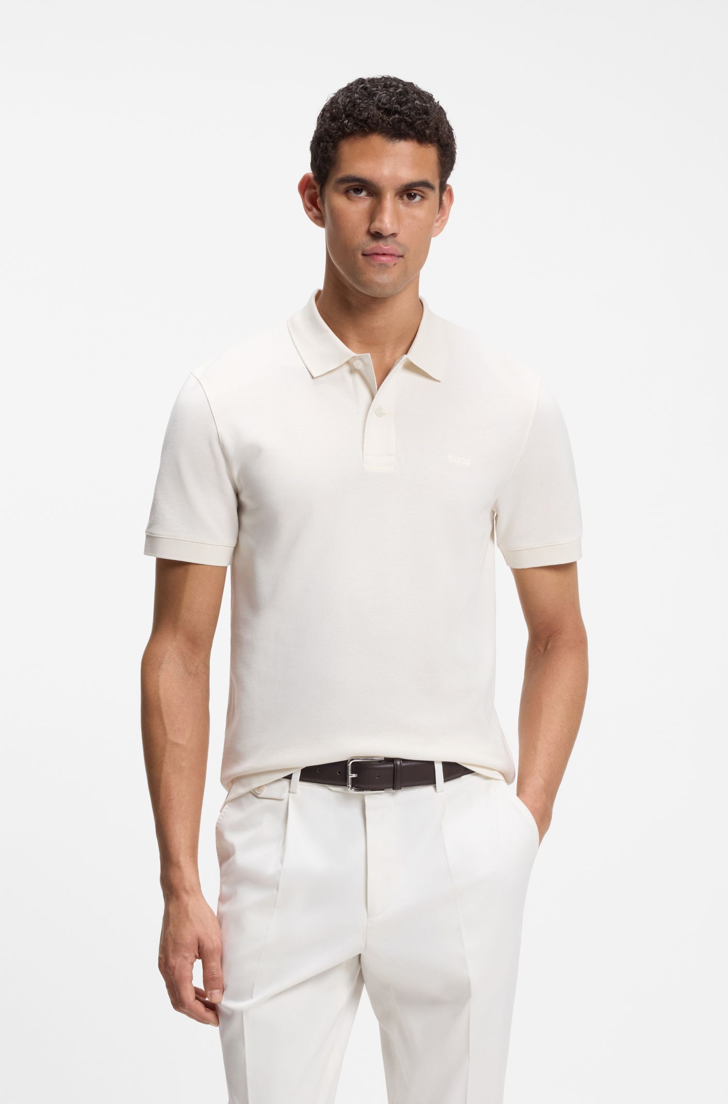 Áo polo Pallas vải cotton piqué thêu logo