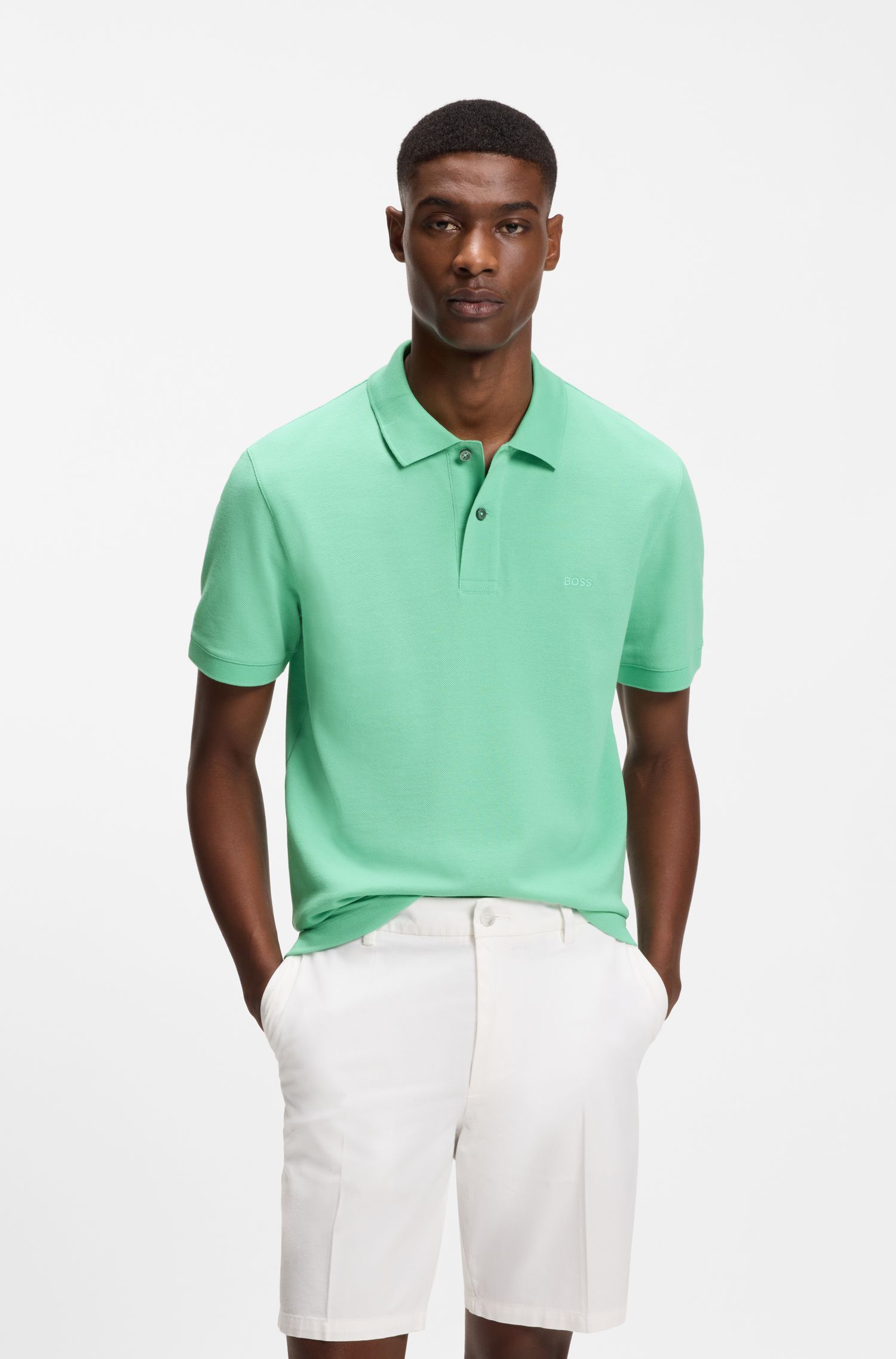 Áo polo Pallas vải cotton piqué thêu logo