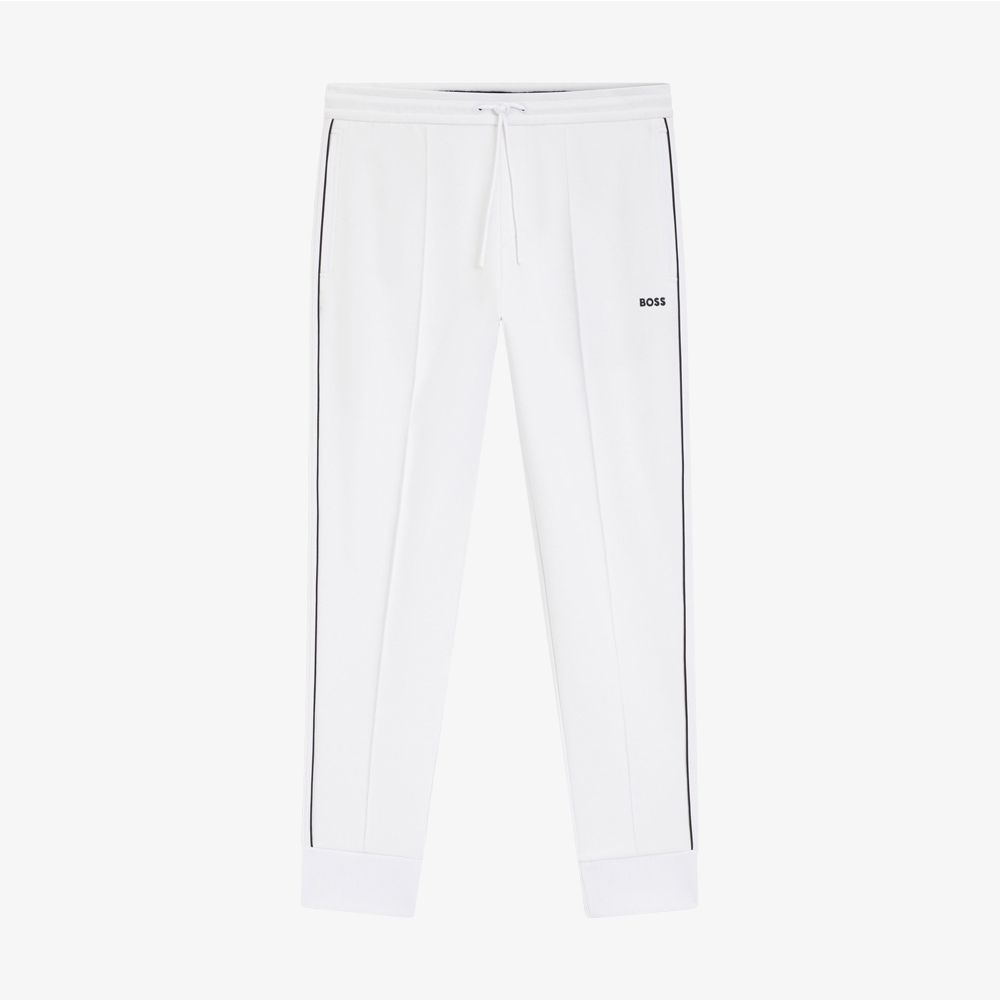 BOSS - Quần tracksuit cotton phối viền kẻ