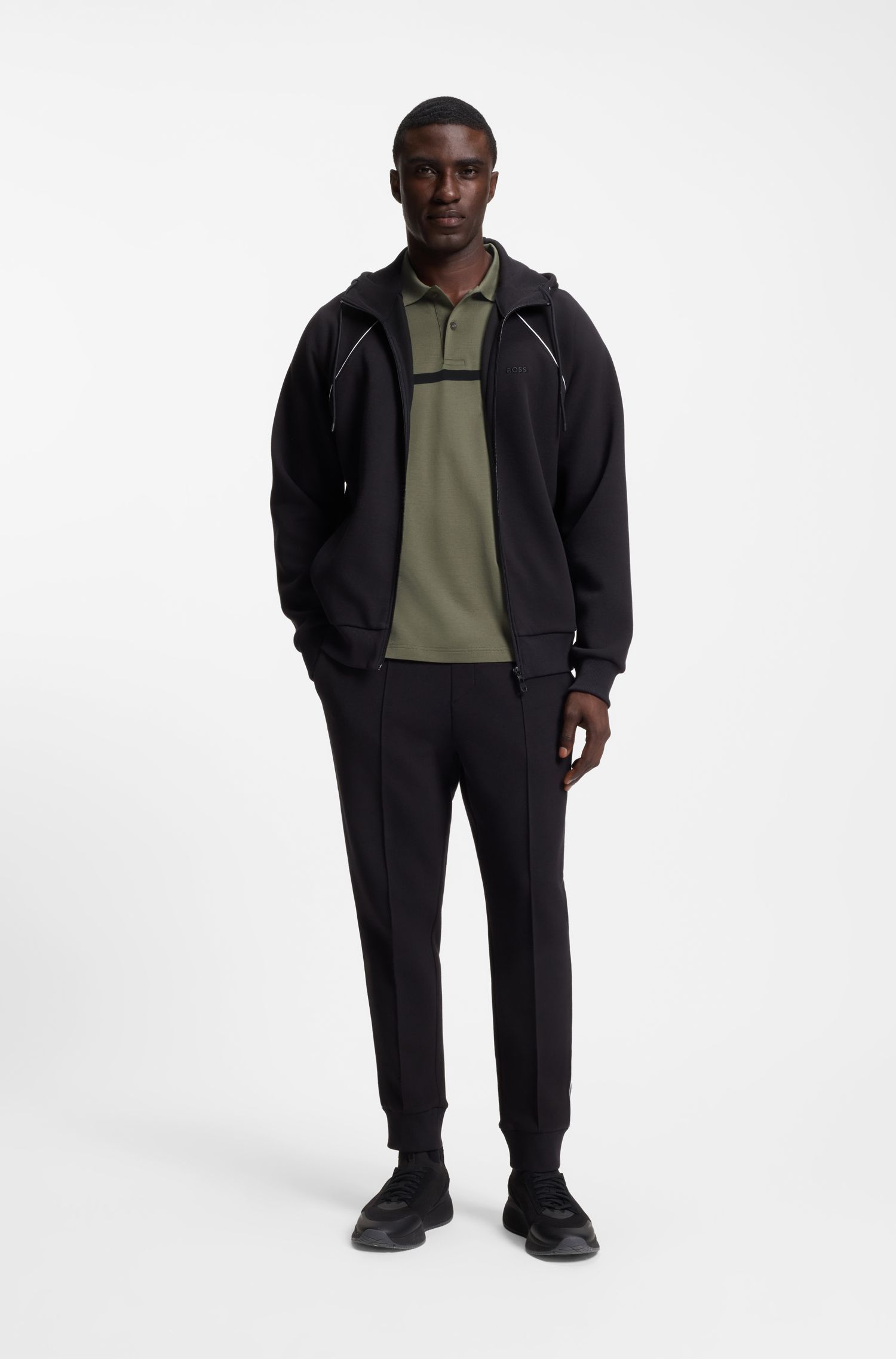 BOSS - Áo polo Paddy cotton sọc ngang