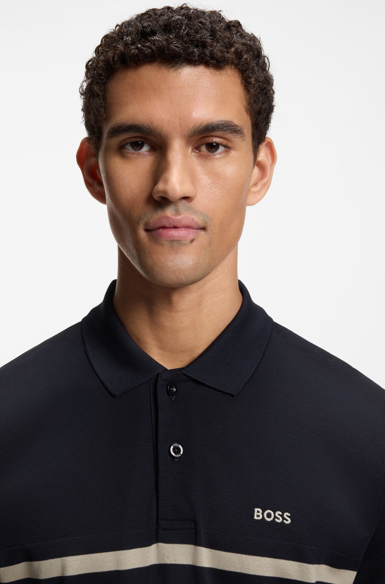 BOSS - Áo polo Paddy cotton sọc ngang