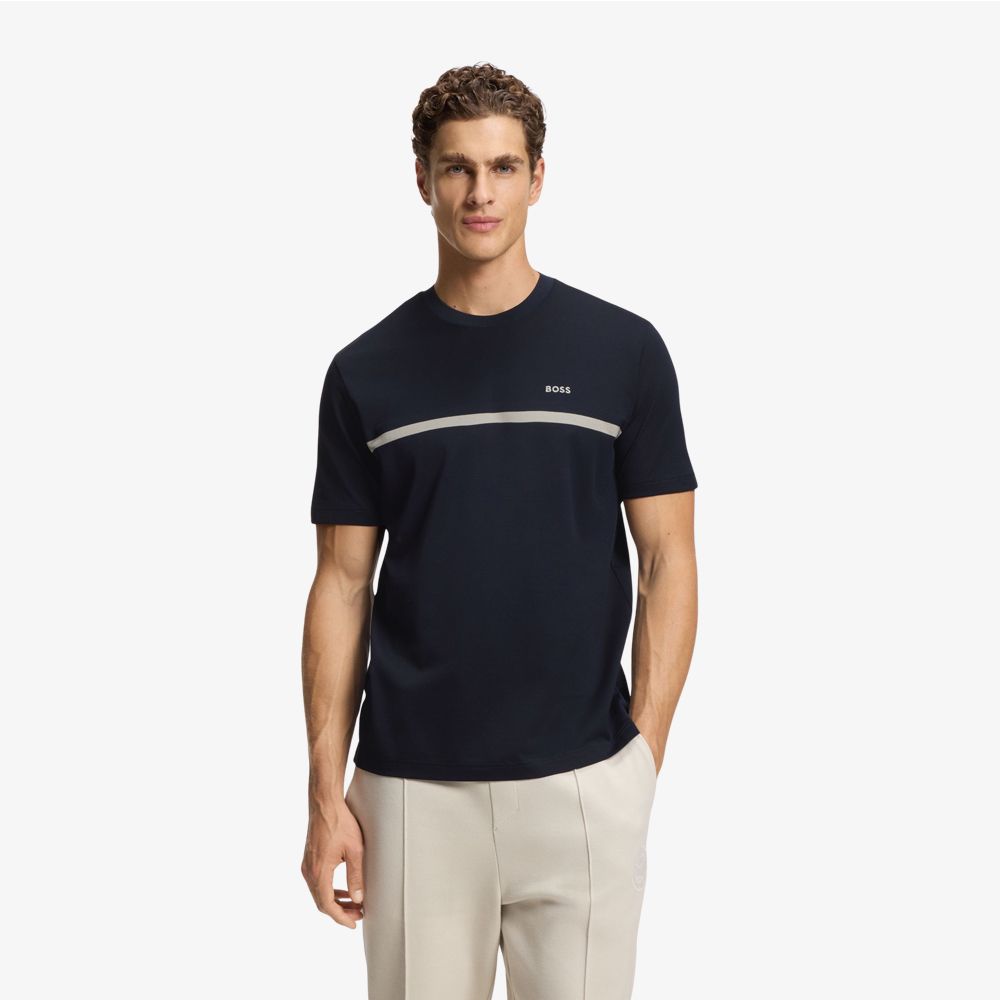 BOSS - Áo thun cotton sọc