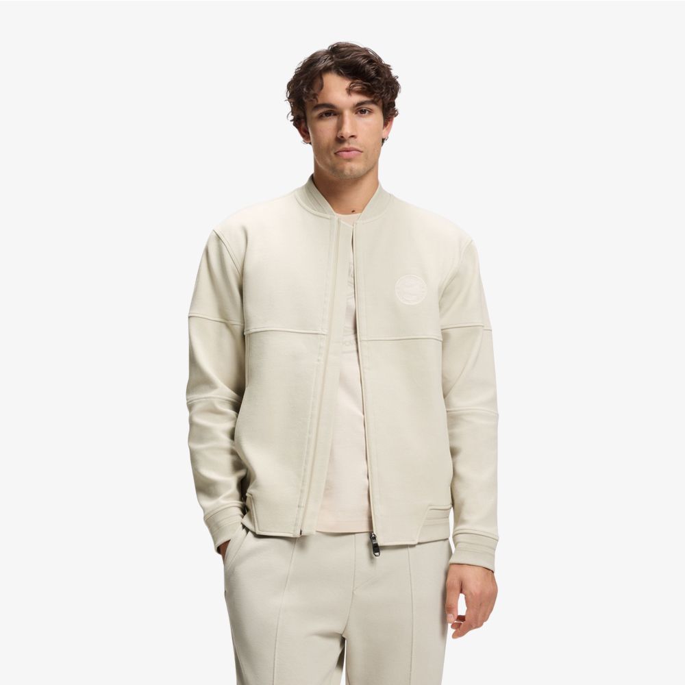 BOSS - Áo nỉ pha cotton với logo chủ đề tennis