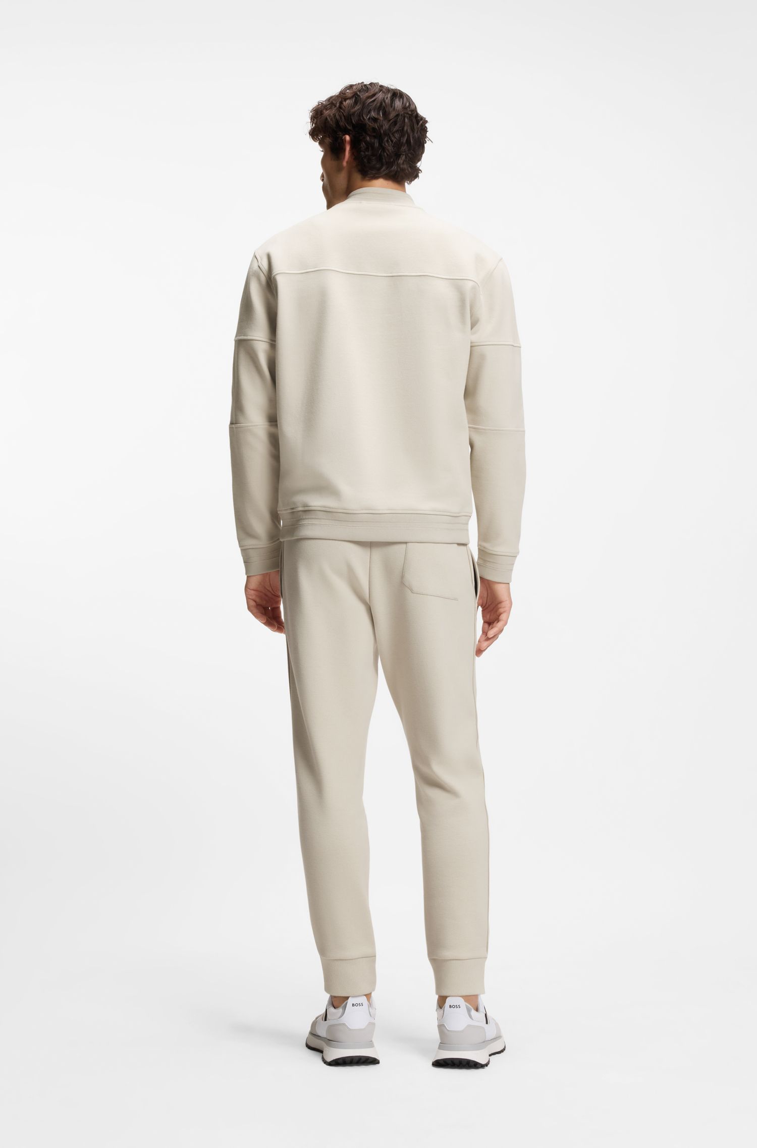 BOSS - Áo nỉ pha cotton với logo chủ đề tennis