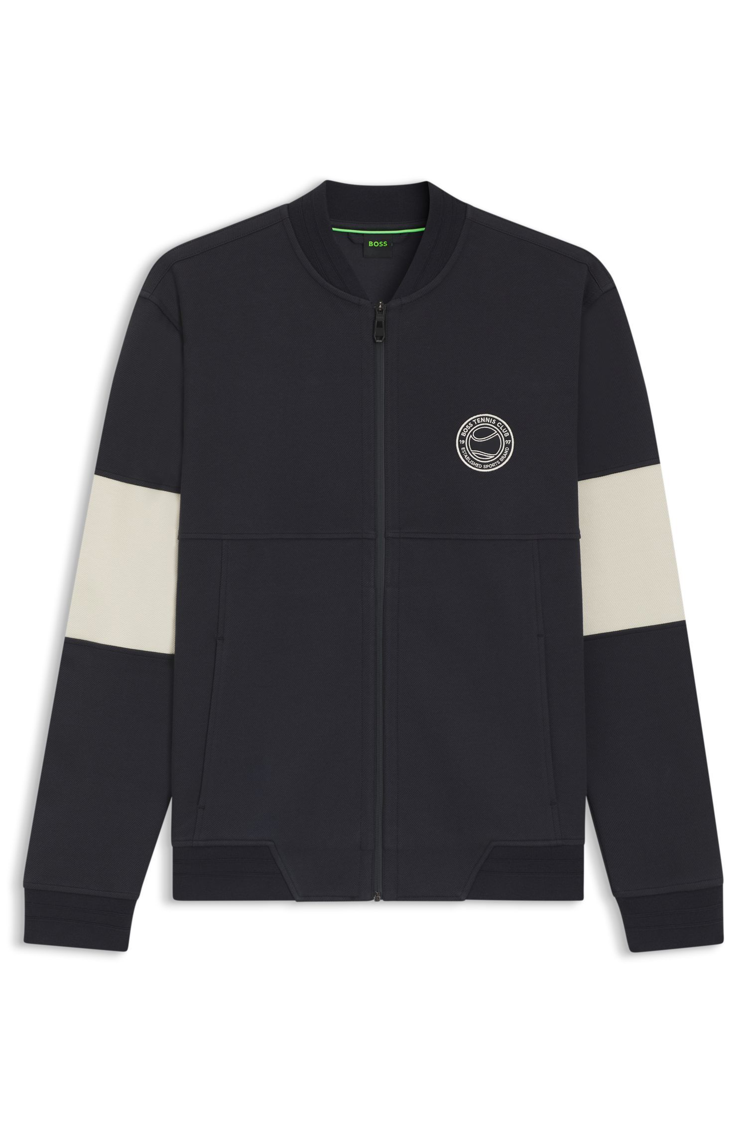 BOSS - Áo nỉ pha cotton với logo chủ đề tennis