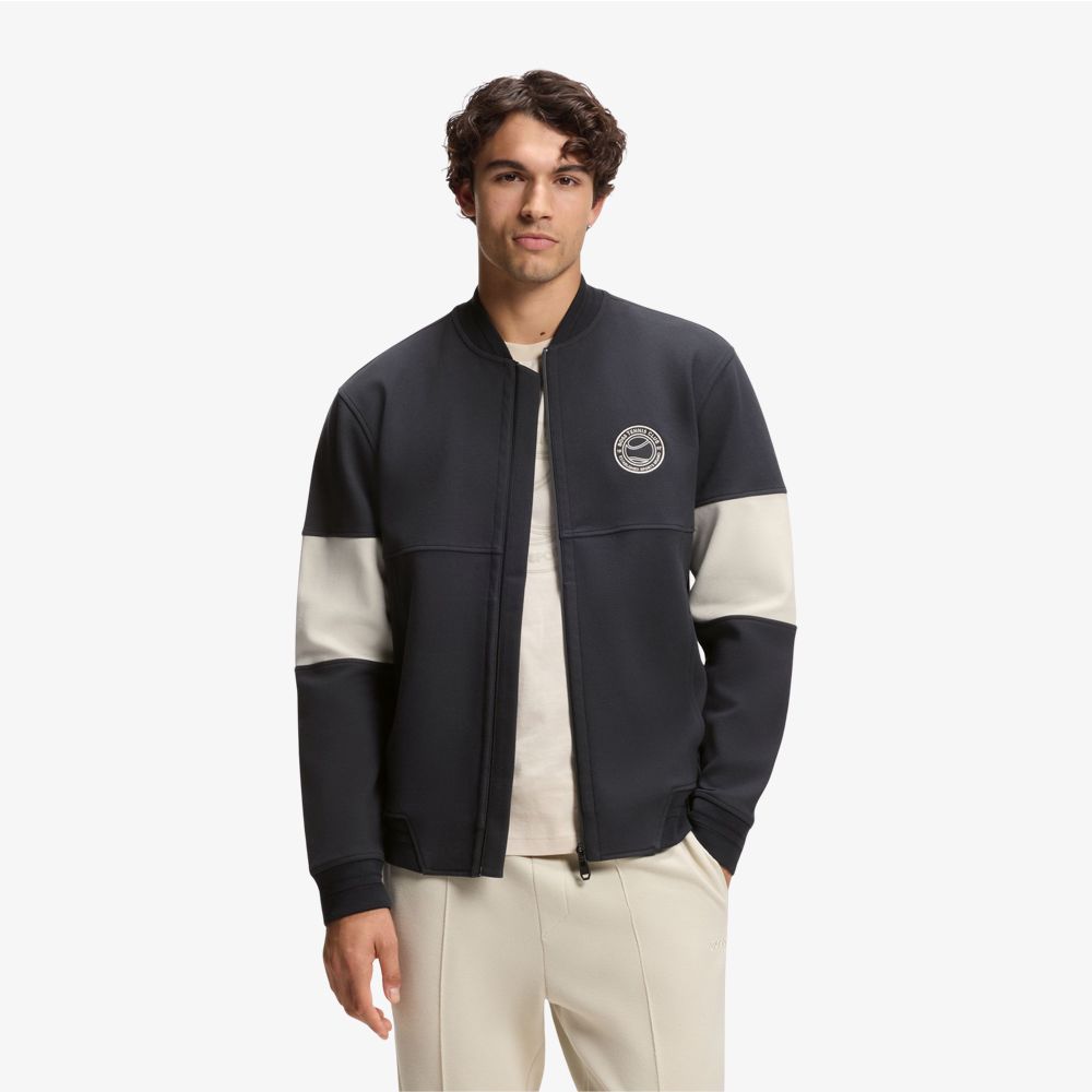 BOSS - Áo nỉ pha cotton với logo chủ đề tennis