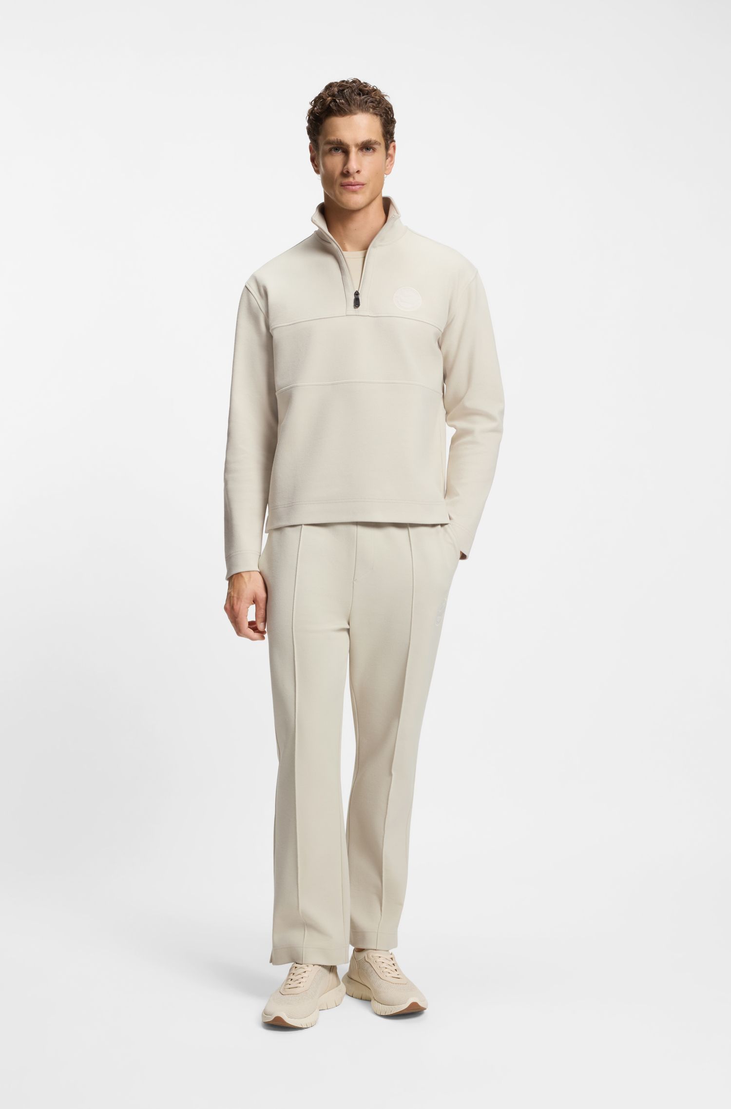 BOSS - Quần tracksuit cotton-blend với logo chủ đề tennis