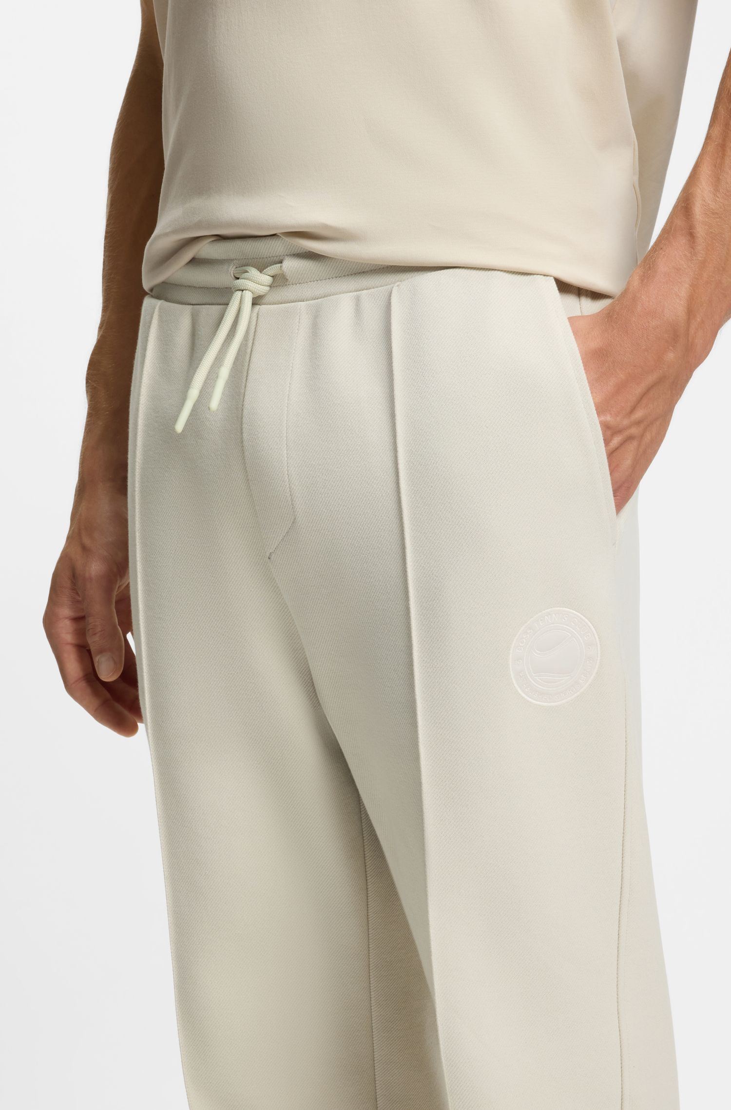 BOSS - Quần tracksuit cotton-blend với logo chủ đề tennis