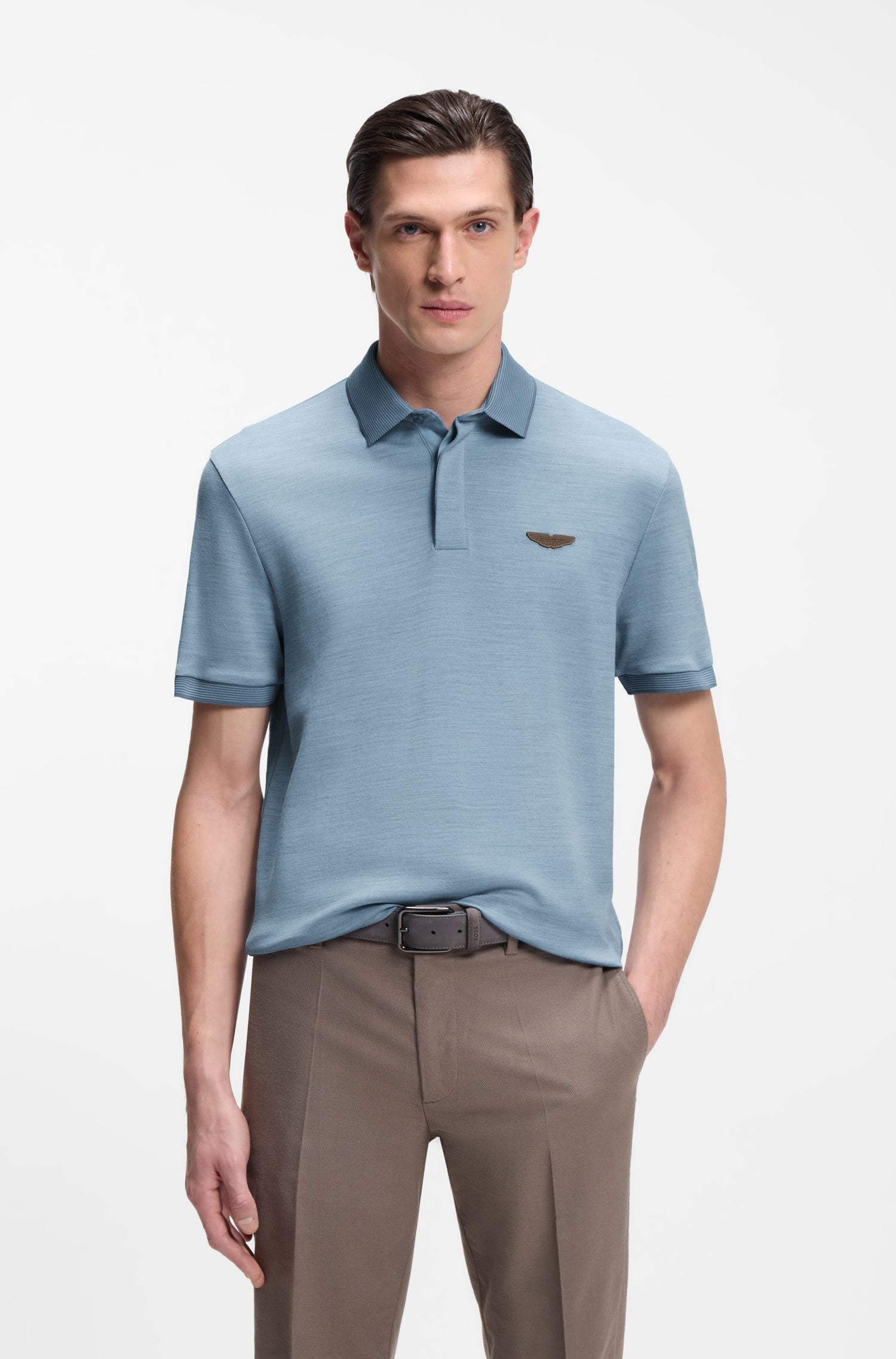 BOSS x ASTON MARTIN Áo polo cotton pha len