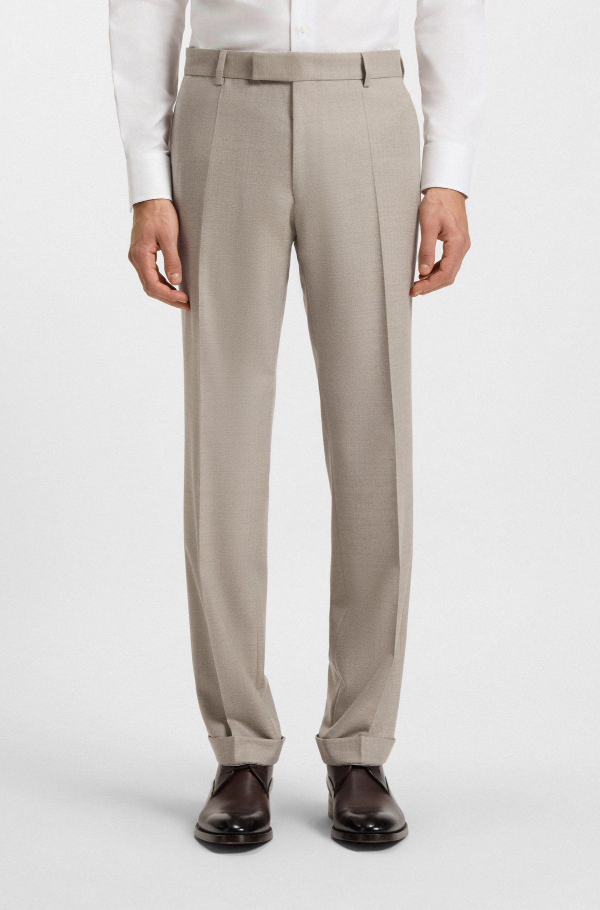 BOSS - Bộ suit 2 món đồ dáng regular fit bằng len nguyên chất herringbone