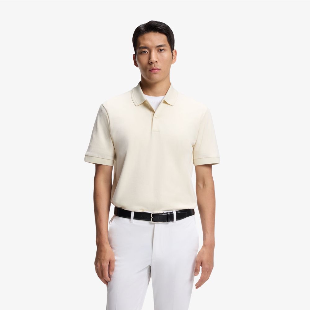BOSS - Áo polo cotton chi tiết monogram ở hàng khuy.