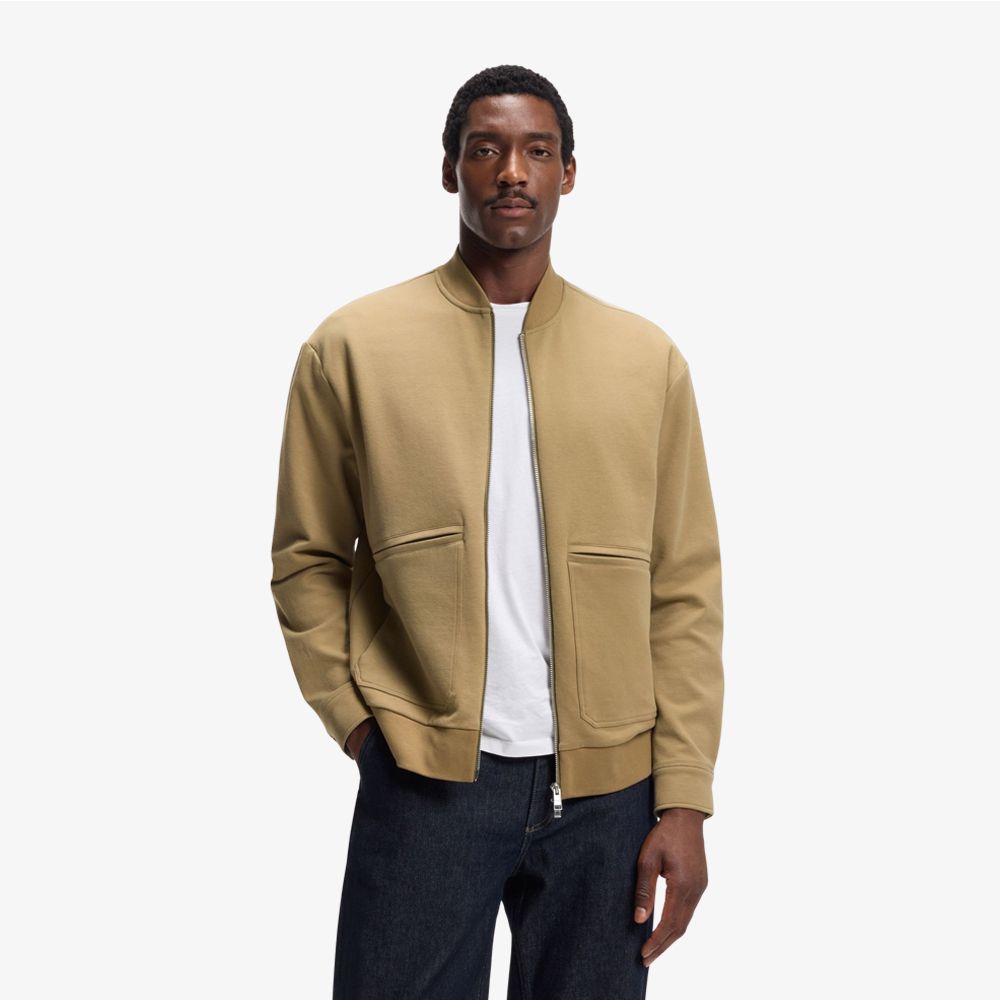 BOSS - Áo nỉ có khóa kéo, chất liệu pha cotton mềm mại